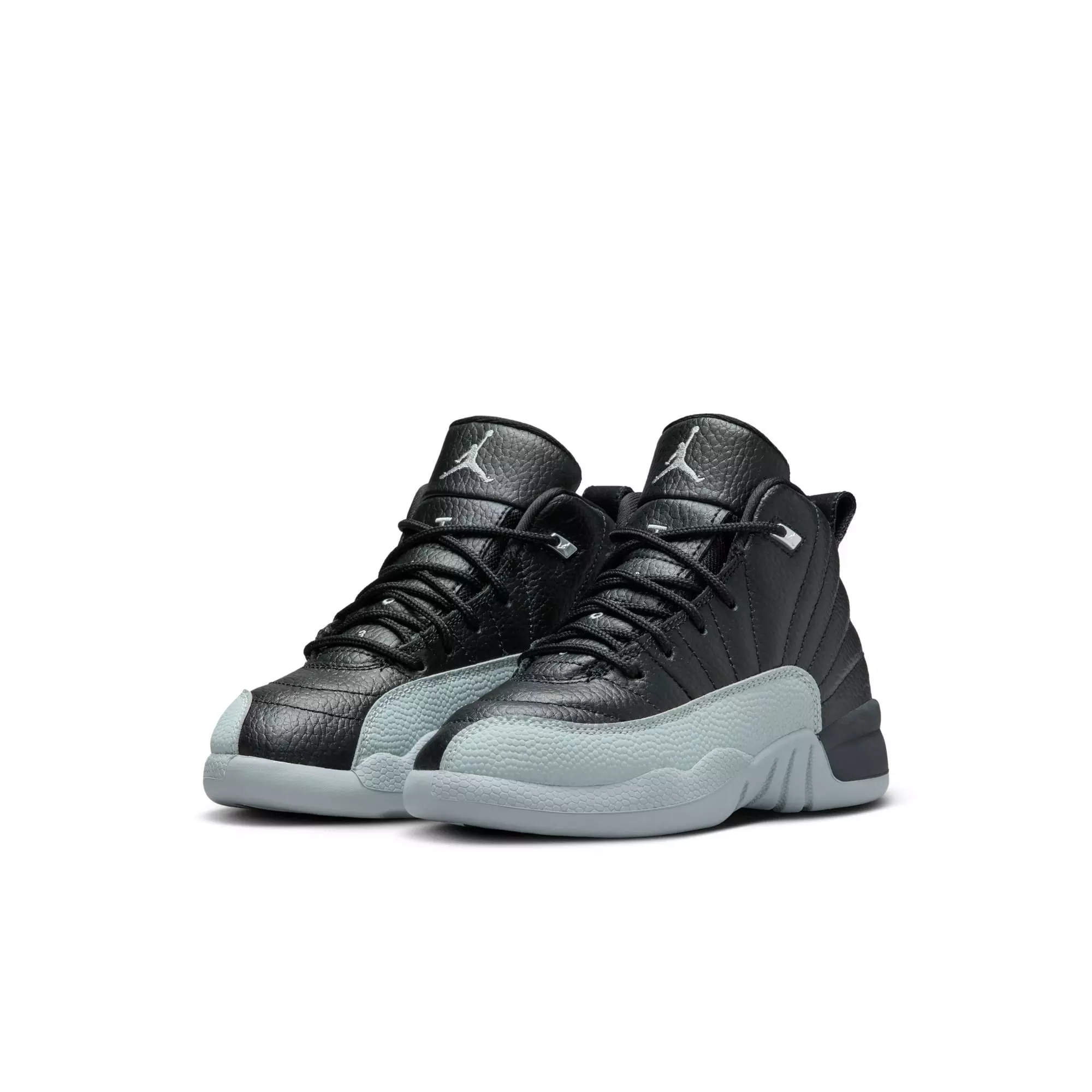 Jordan 12 Retro "Black and Wolf Grey" Preschool Kids' Shoe - BLACK/WOLF GREY/WHITE