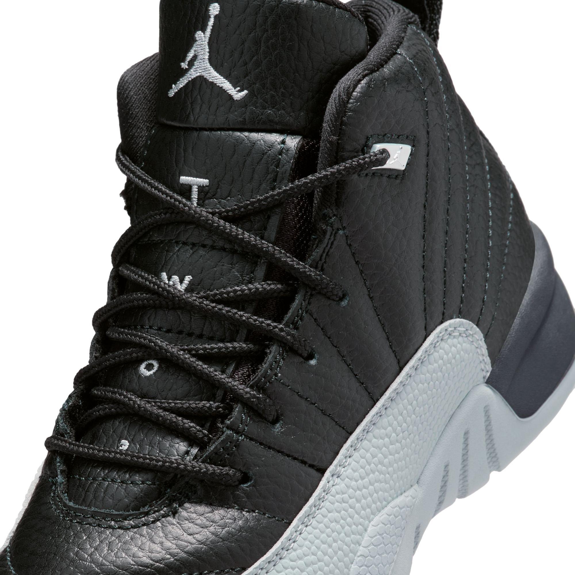 Jordan 12 Retro "Black and Wolf Grey" Preschool Kids' Shoe - BLACK/WOLF GREY/WHITE Thumbnail View 4