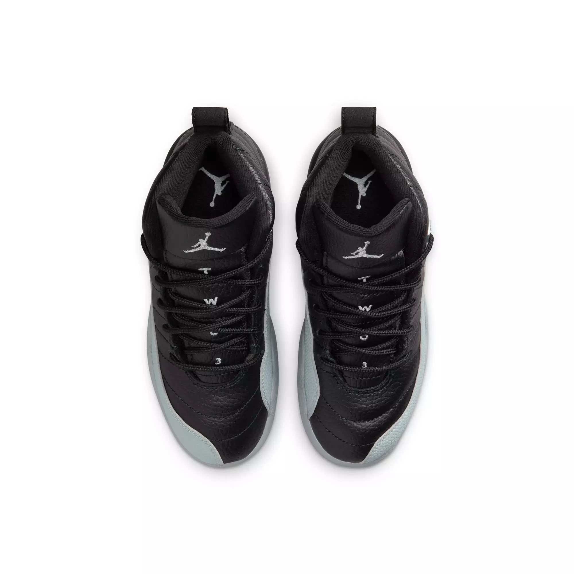 Jordan 12 Retro "Black and Wolf Grey" Preschool Kids' Shoe - BLACK/WOLF GREY/WHITE