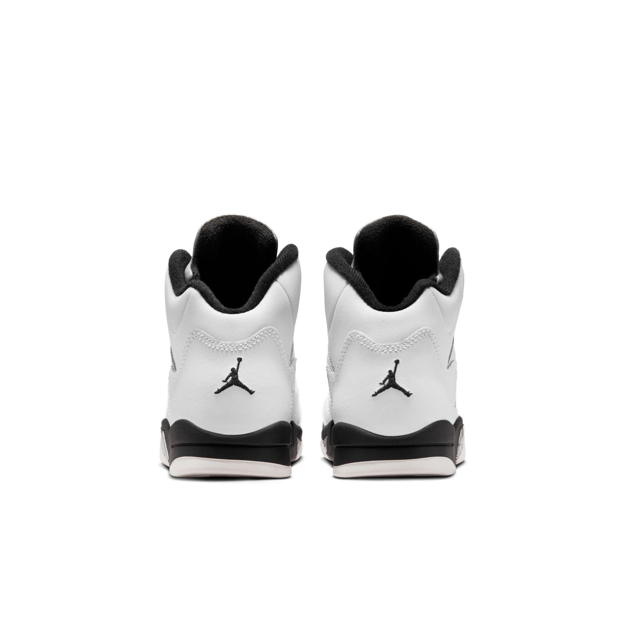 Jordan 5 Retro "White and Black" Preschool Kids' Shoe - WHITE/BLACK/METALLIC SILVER Thumbnail View 9