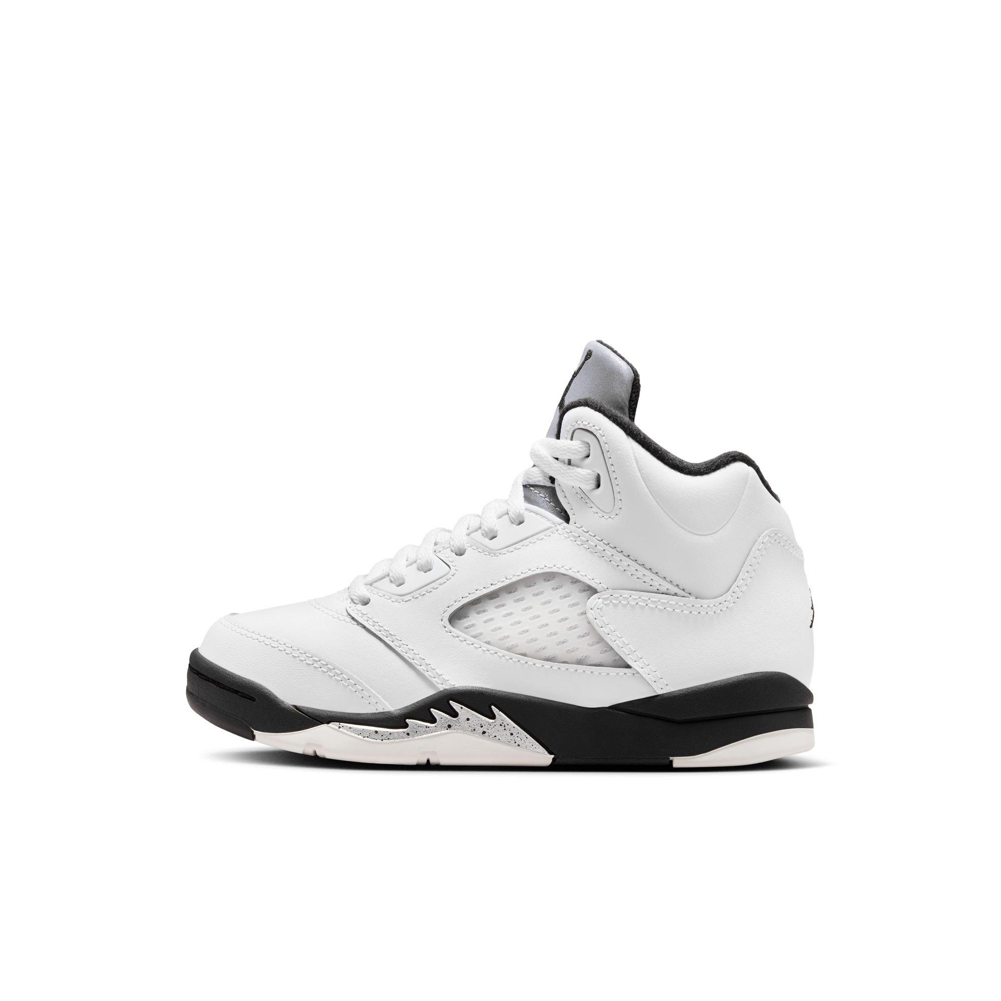 Jordan 5 Retro "White and Black" Preschool Kids' Shoe - WHITE/BLACK/METALLIC SILVER Thumbnail View 7