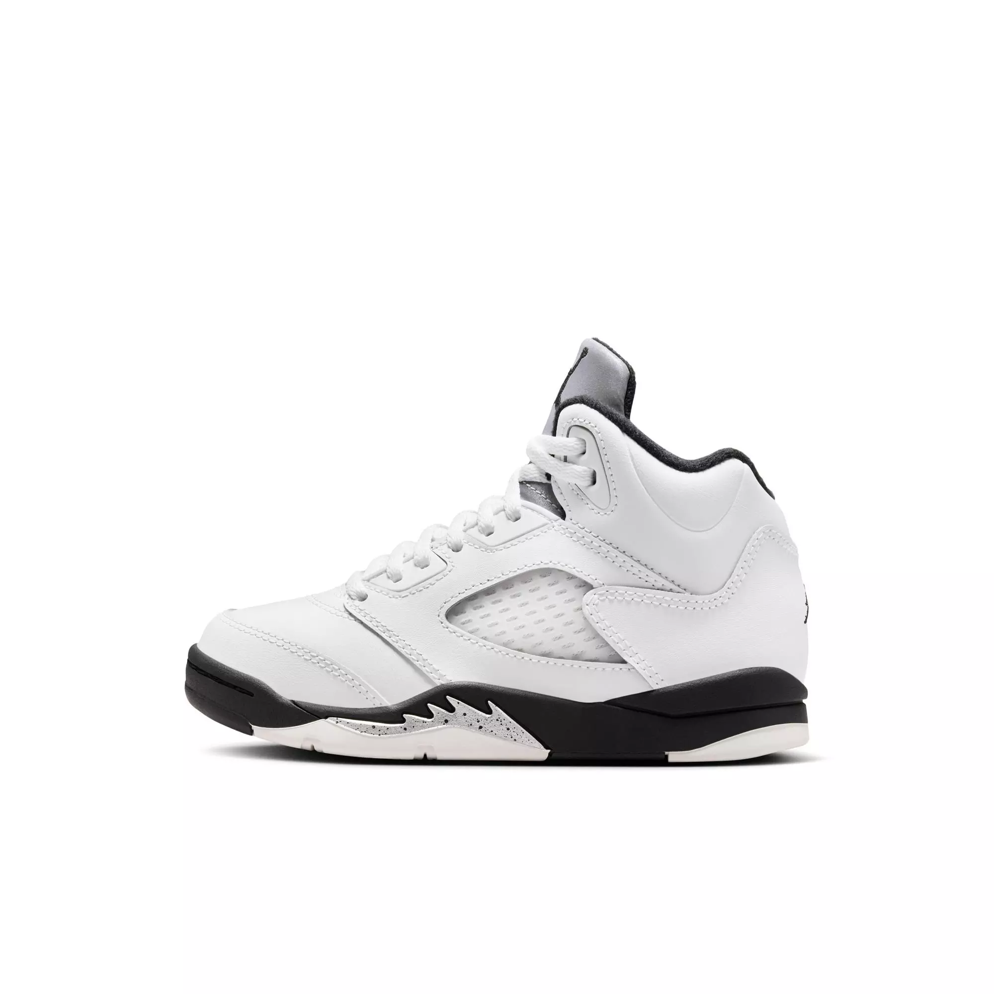 Jordan 5 Retro "White and Black" Preschool Kids' Shoe - WHITE/BLACK/METALLIC SILVER