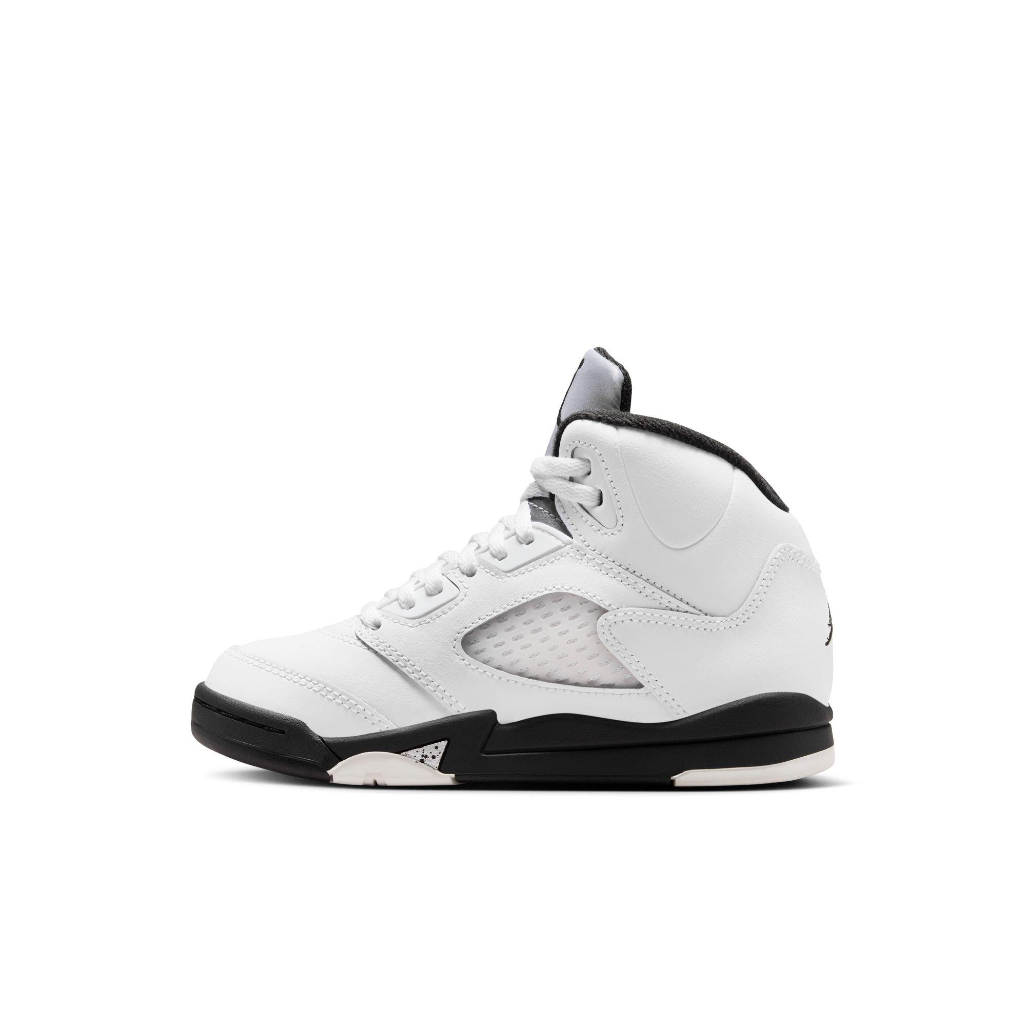 Jordan 5 Retro "White and Black" Preschool Kids' Shoe - WHITE/BLACK/METALLIC SILVER Thumbnail View 8