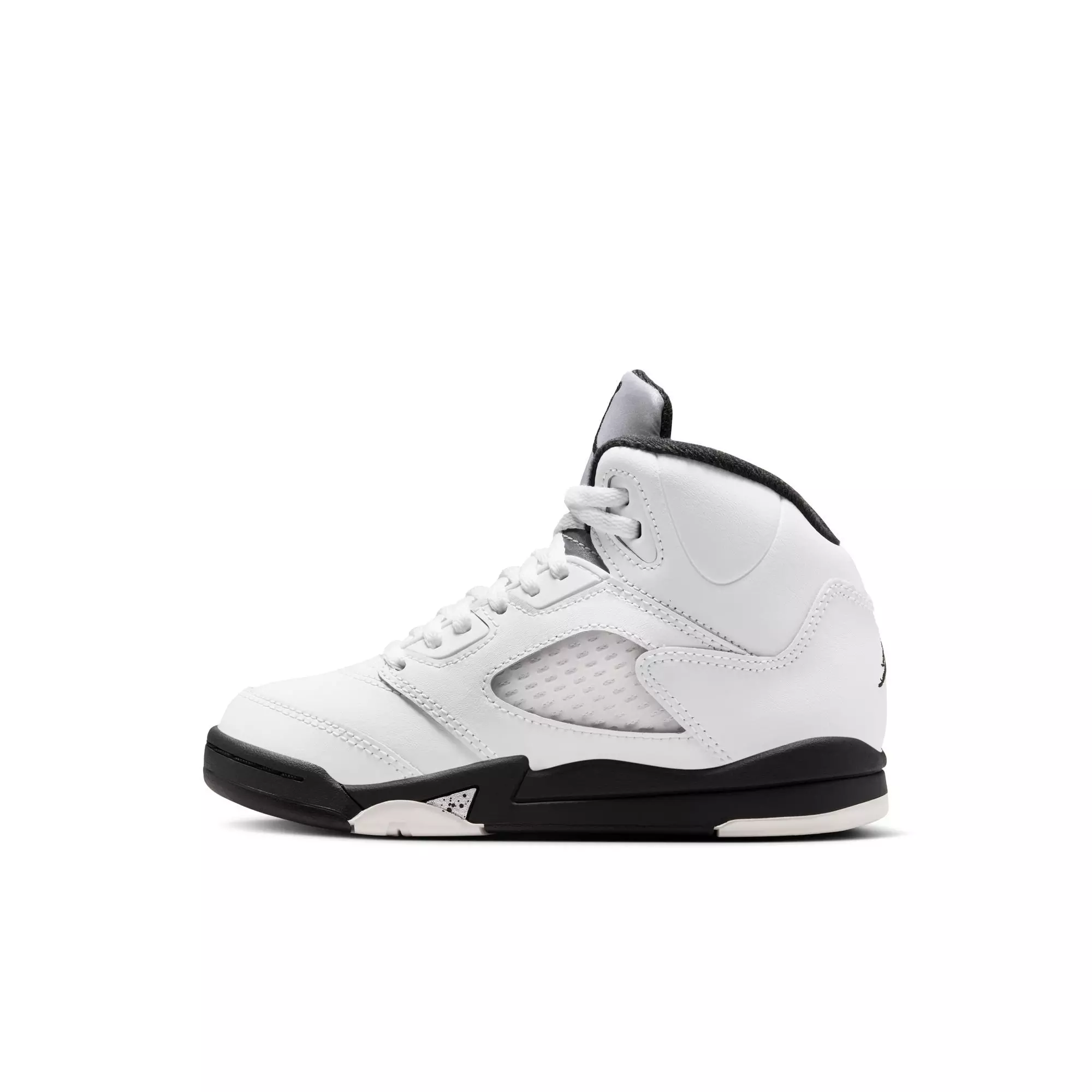 Jordan 5 Retro "White and Black" Preschool Kids' Shoe - WHITE/BLACK/METALLIC SILVER