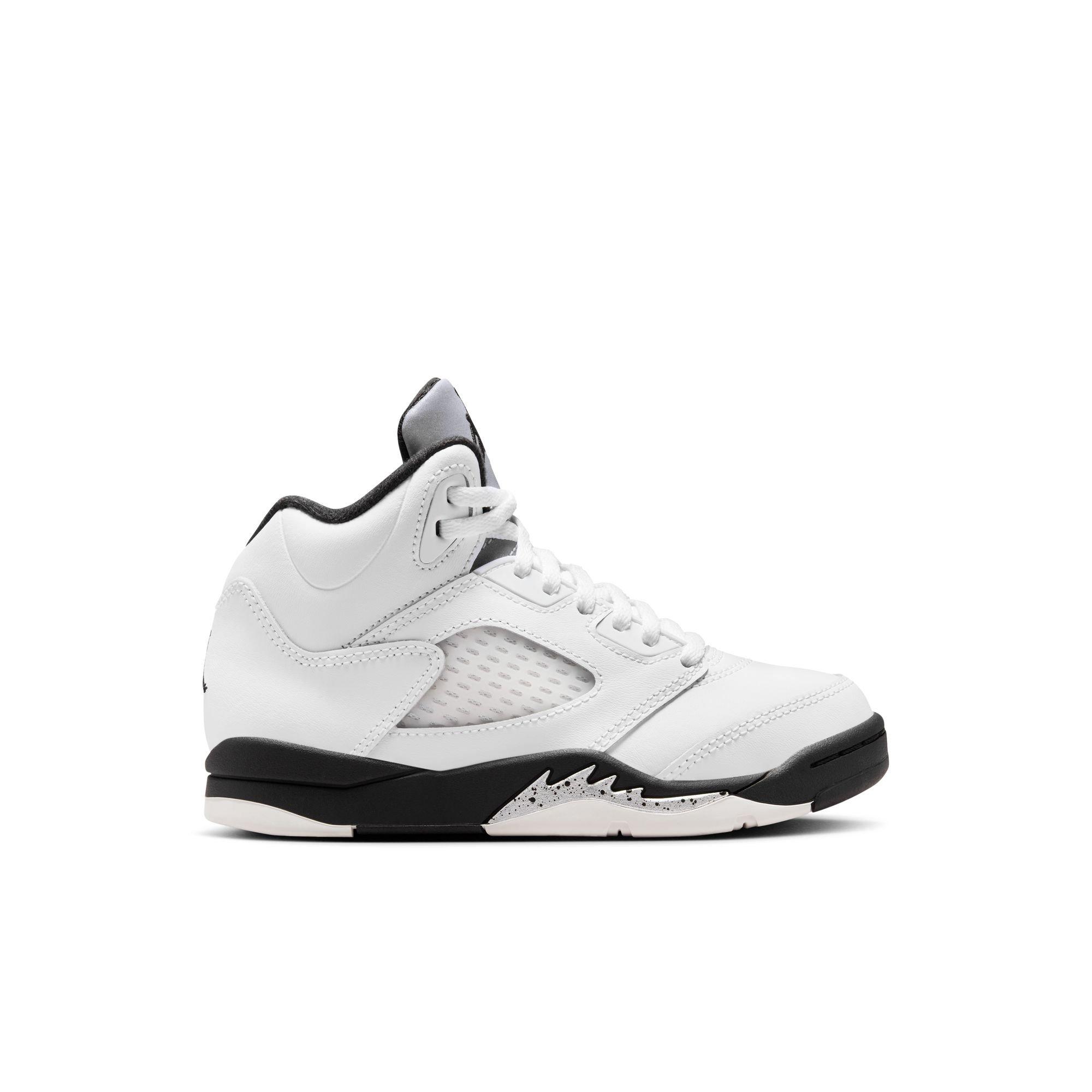 Jordan 5 Retro "White and Black" Preschool Kids' Shoe - WHITE/BLACK/METALLIC SILVER