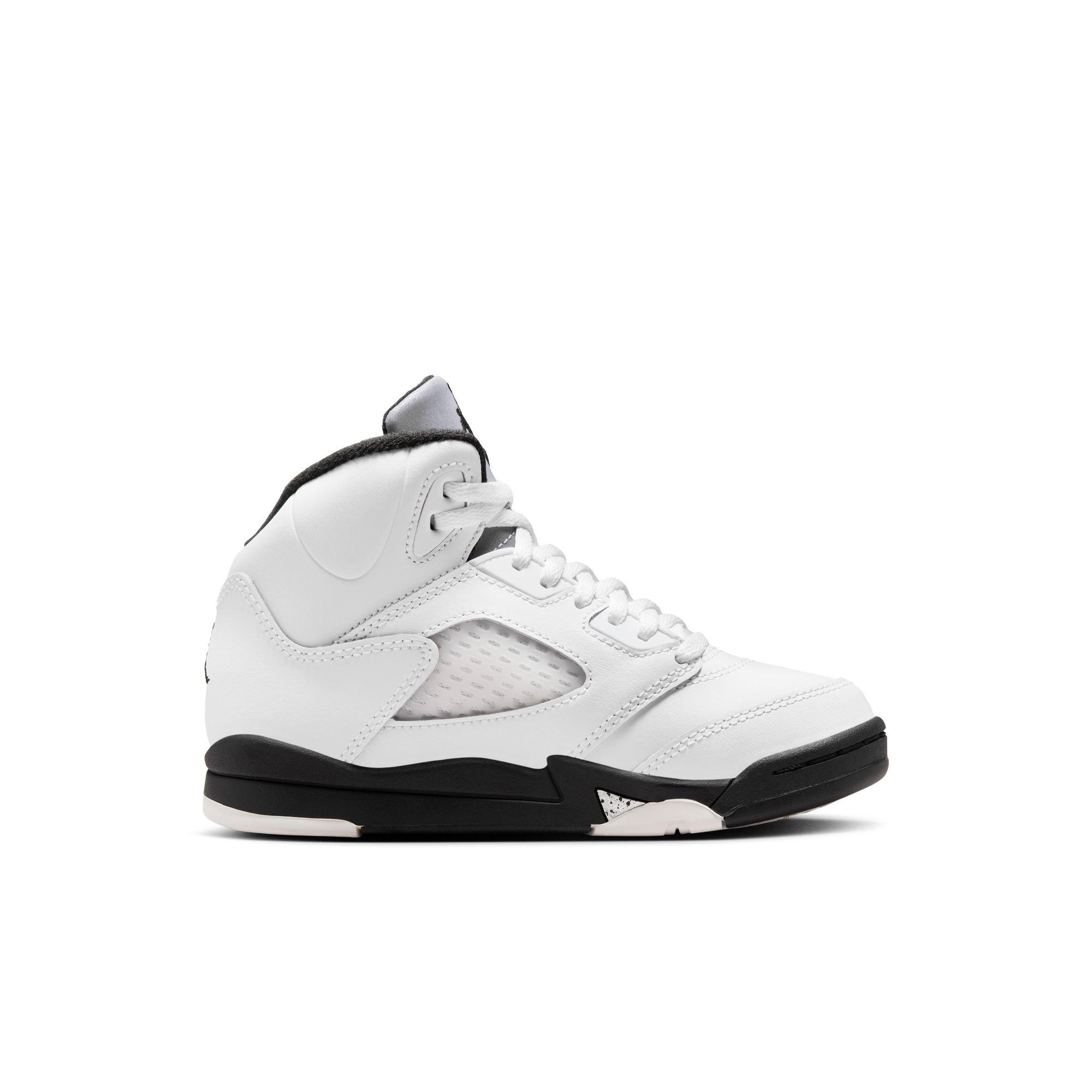 Jordan 5 Retro "White and Black" Preschool Kids' Shoe - WHITE/BLACK/METALLIC SILVER Thumbnail View 2