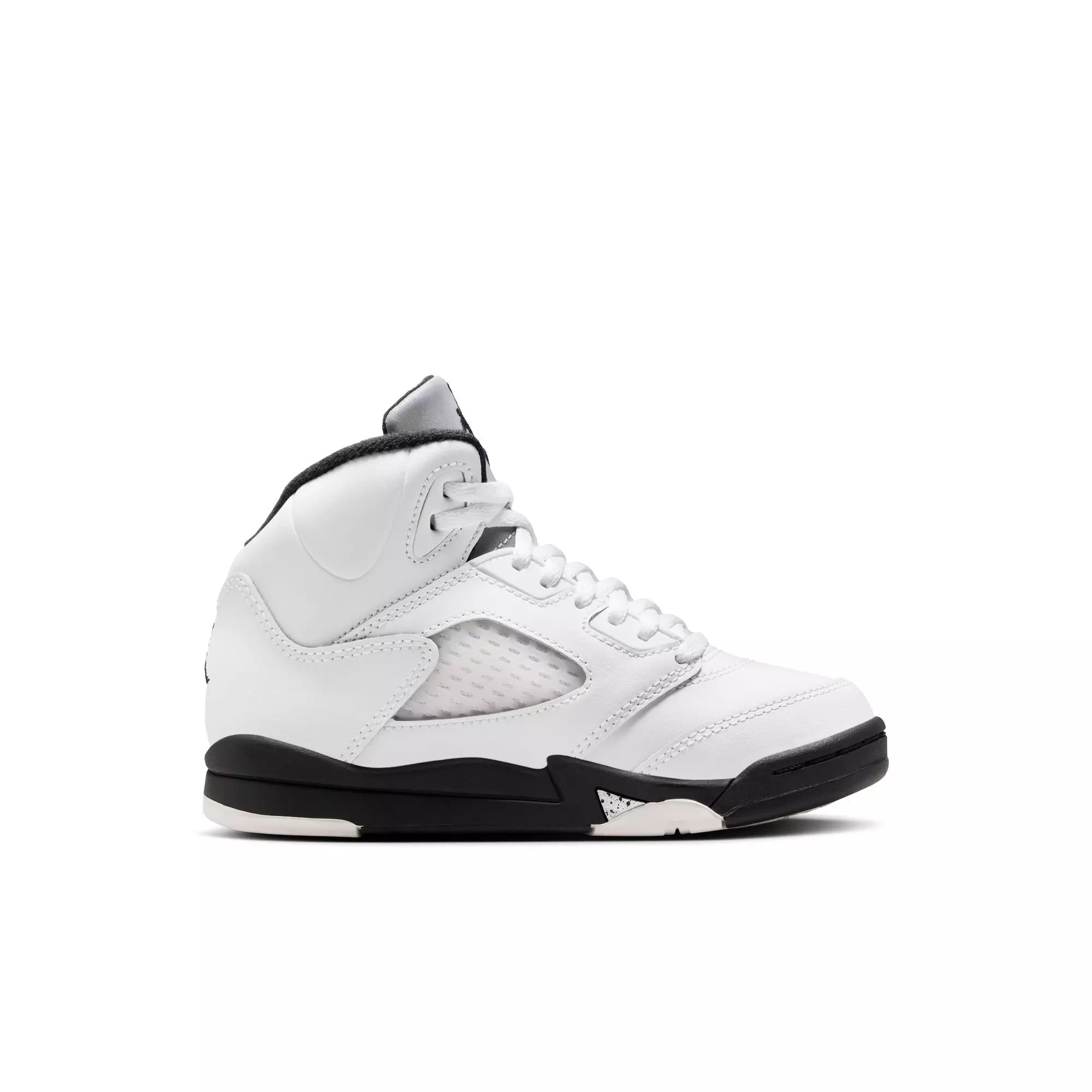 Jordan 5 Retro "White and Black" Preschool Kids' Shoe - WHITE/BLACK/METALLIC SILVER