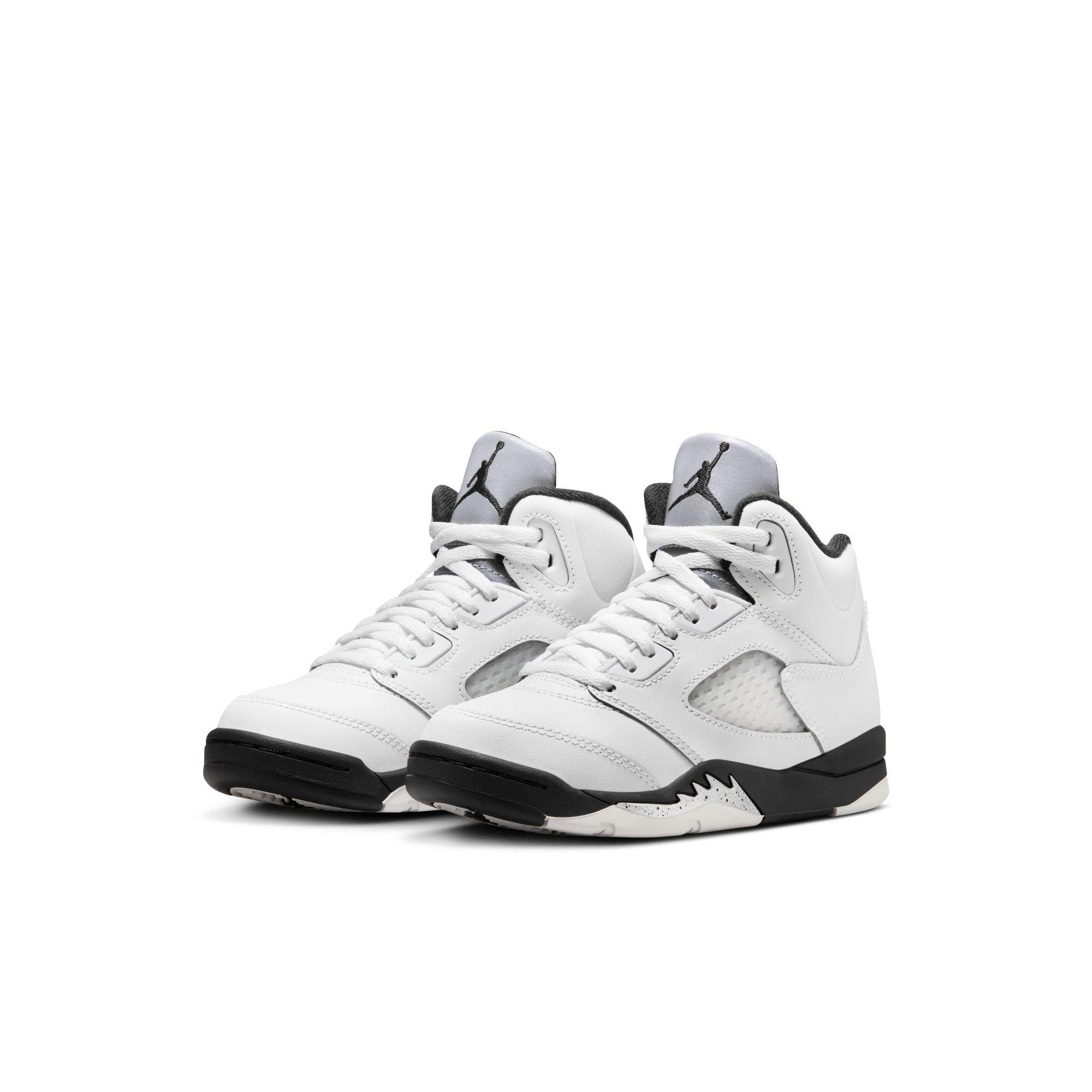 Jordan 5 Retro "White and Black" Preschool Kids' Shoe - WHITE/BLACK/METALLIC SILVER Thumbnail View 3