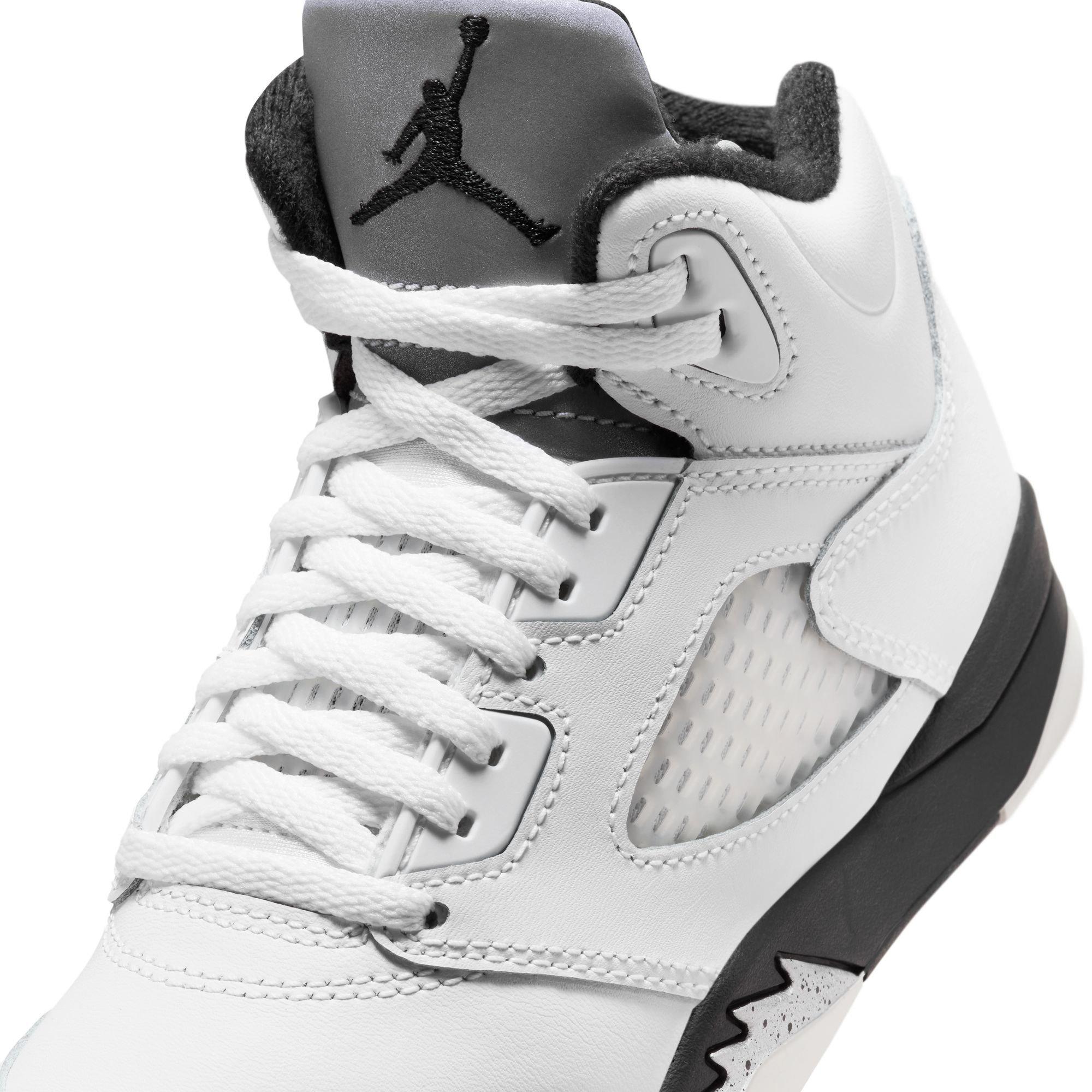 Jordan 5 Retro "White and Black" Preschool Kids' Shoe - WHITE/BLACK/METALLIC SILVER Thumbnail View 5