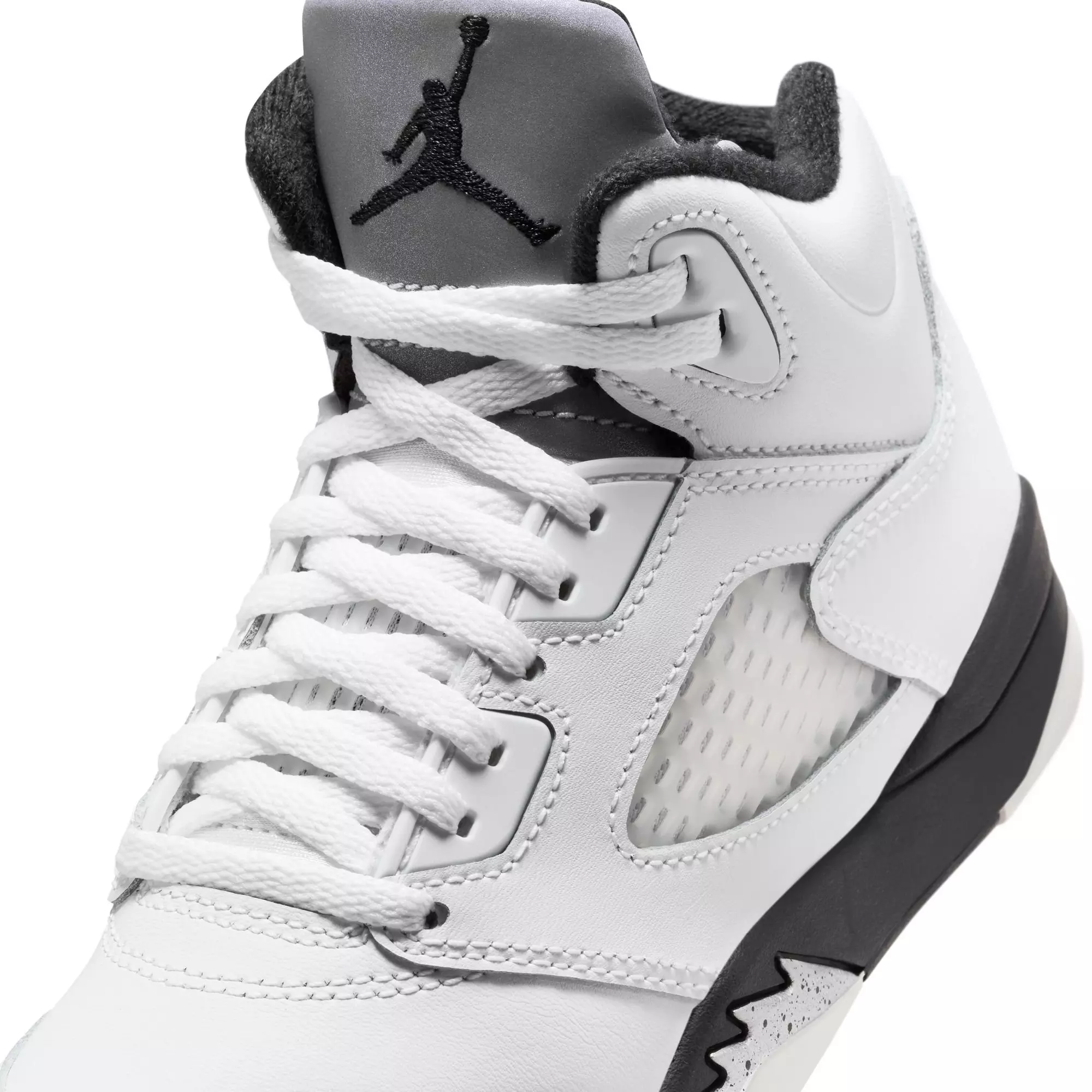 Jordan 5 Retro "White and Black" Preschool Kids' Shoe - WHITE/BLACK/METALLIC SILVER