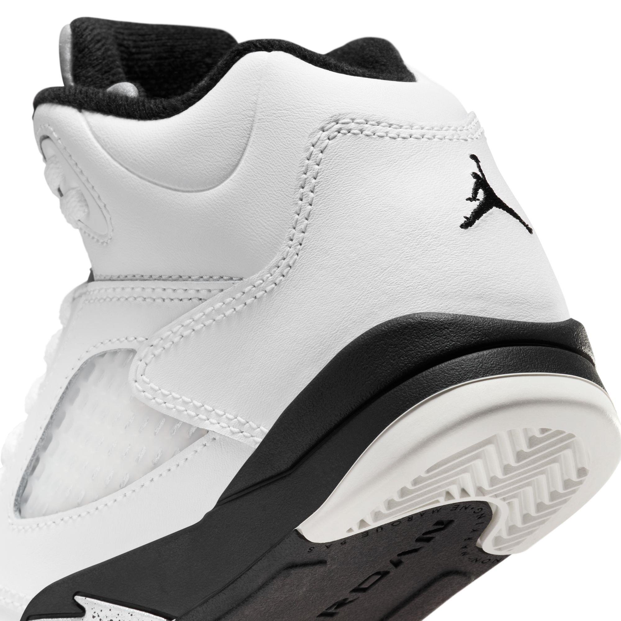 Jordan 5 Retro "White and Black" Preschool Kids' Shoe - WHITE/BLACK/METALLIC SILVER Thumbnail View 6