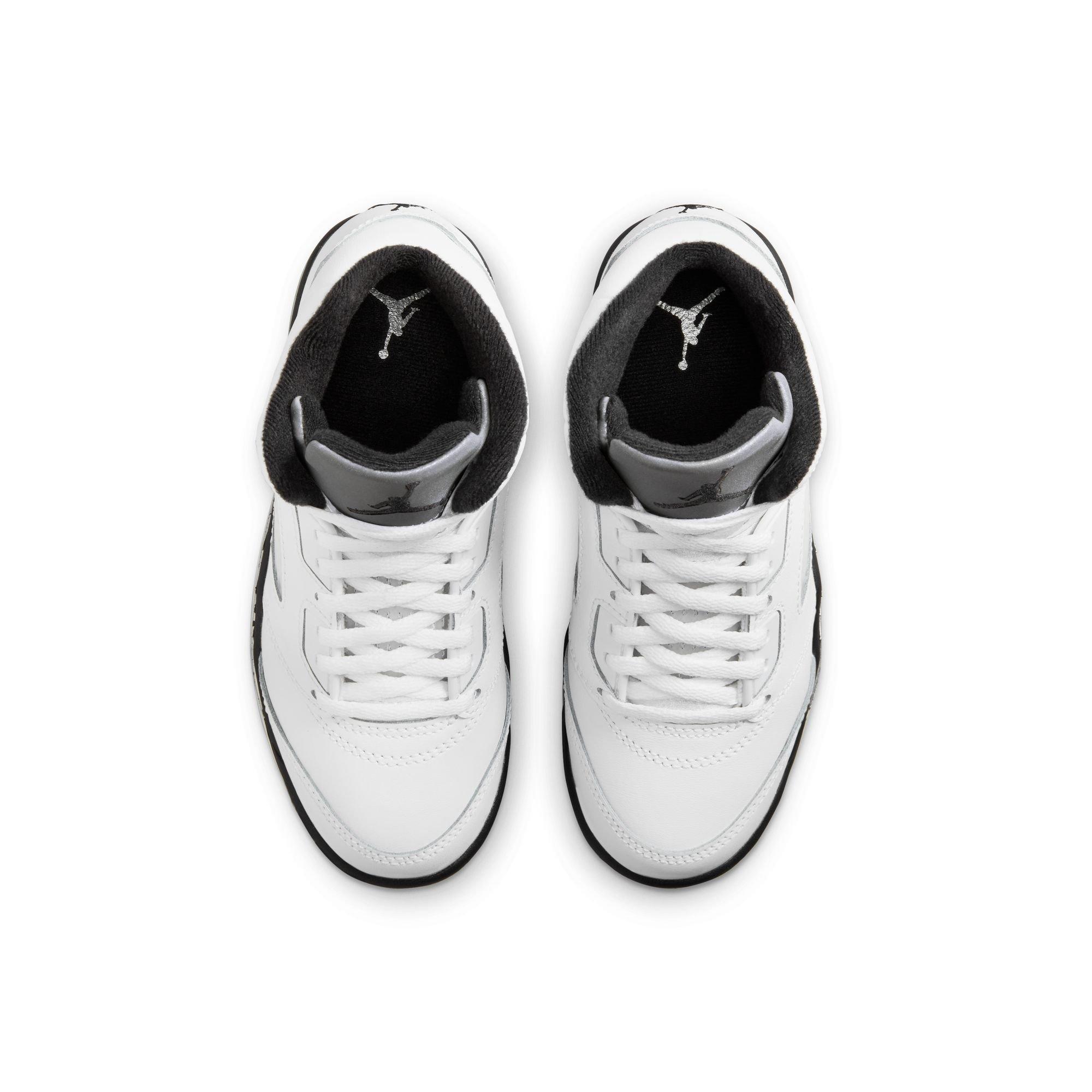Jordan 5 Retro "White and Black" Preschool Kids' Shoe - WHITE/BLACK/METALLIC SILVER Thumbnail View 10
