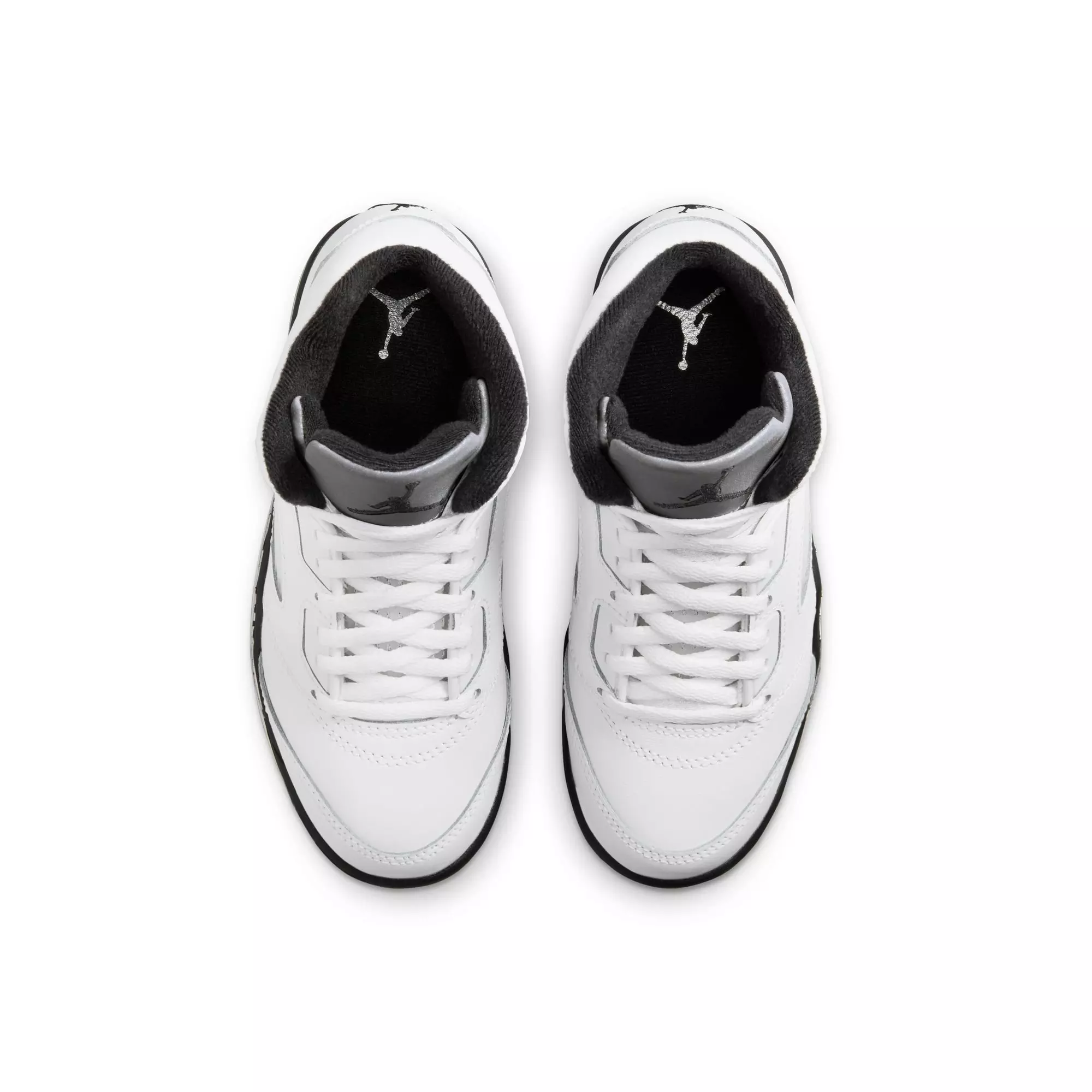 Jordan 5 Retro "White and Black" Preschool Kids' Shoe - WHITE/BLACK/METALLIC SILVER