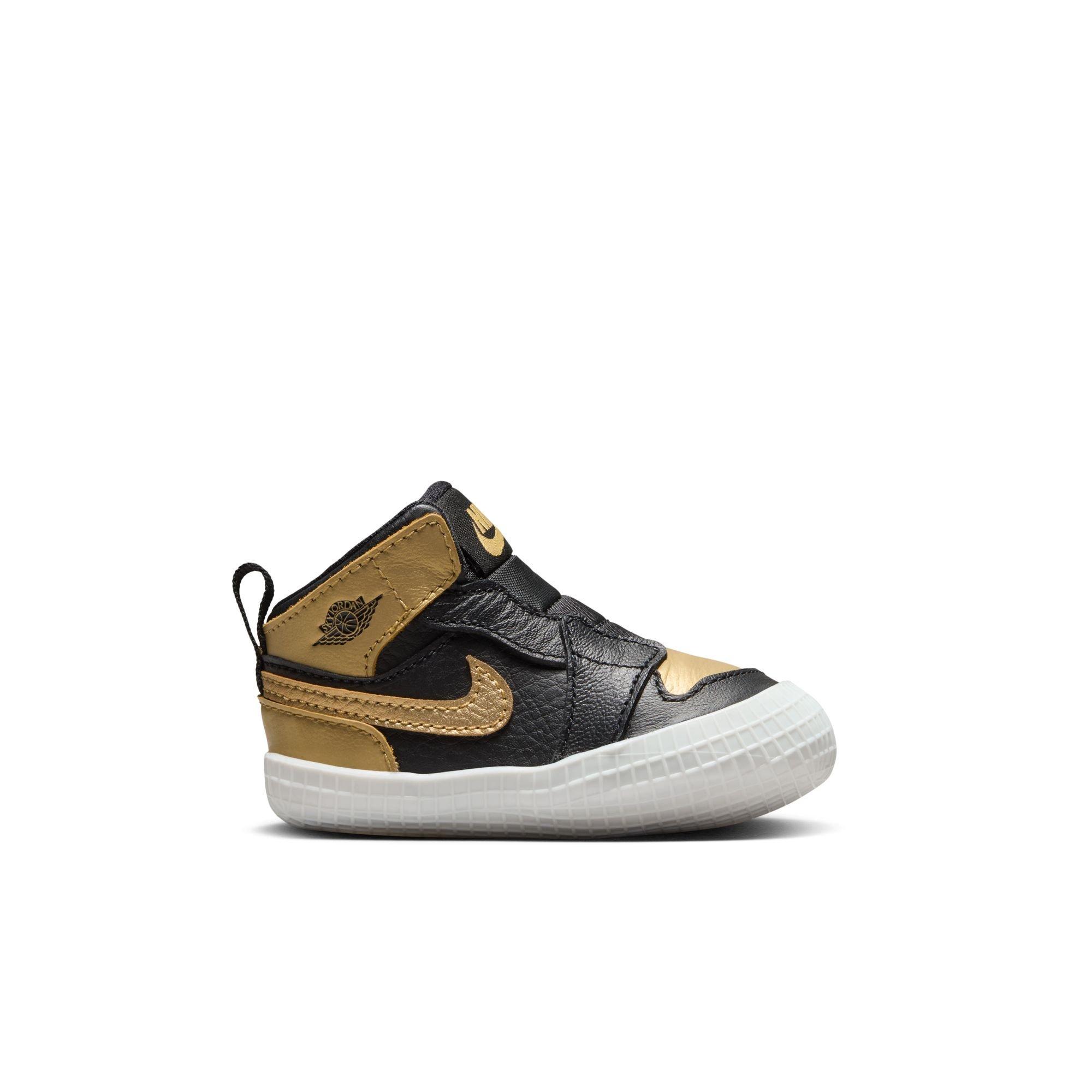 Jordan 1 Retro High OG "Black And Gold" Crib Bootie - BLACK/METALLIC GOLD/SAIL