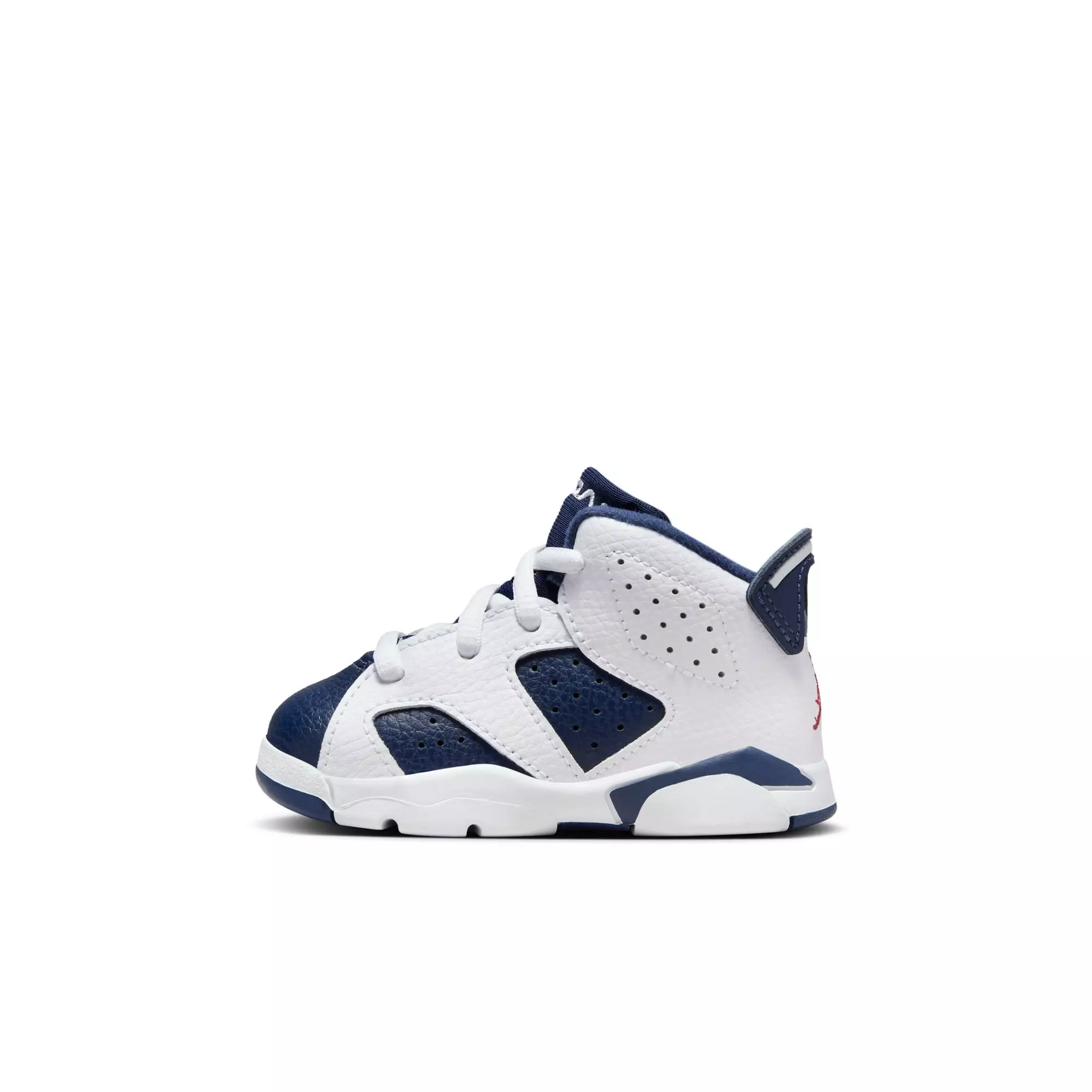 Jordan 6 Retro "White And Midnight Navy" Toddler Kids' Shoe - WHITE/VARSITY RED/MIDNIGHT NAVY