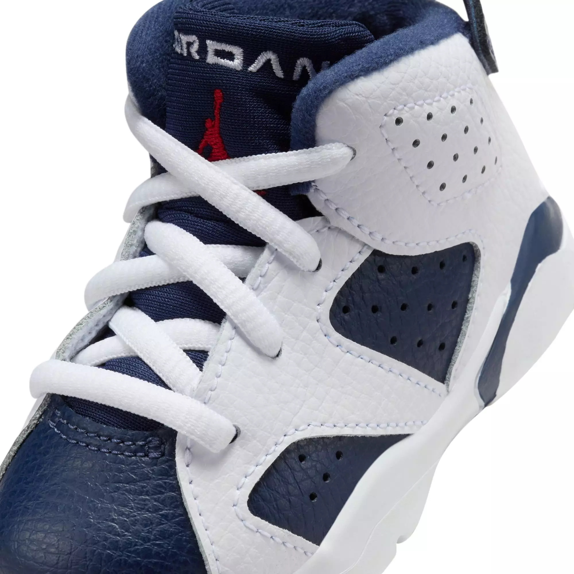 Jordan 6 Retro "White And Midnight Navy" Toddler Kids' Shoe - WHITE/VARSITY RED/MIDNIGHT NAVY