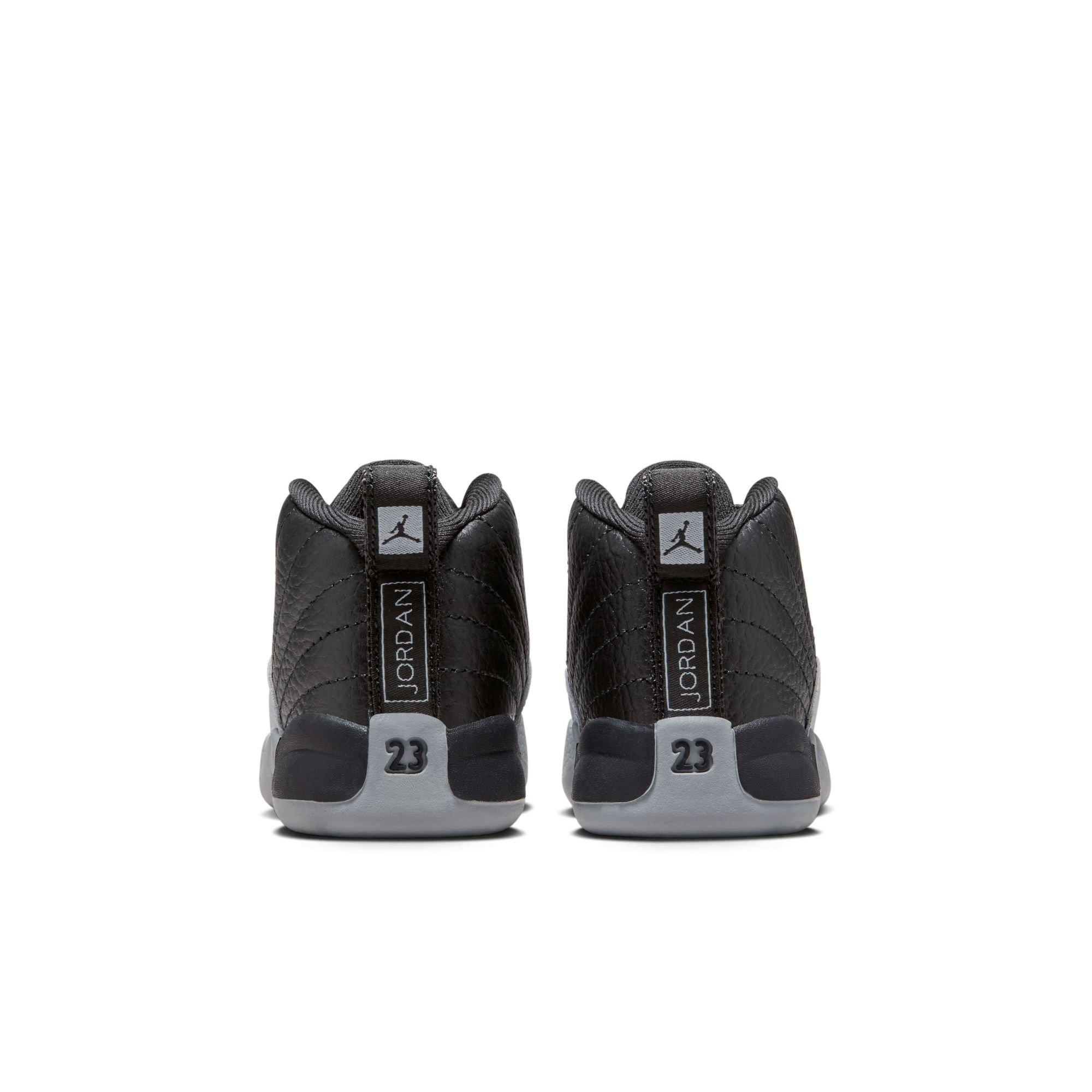 Jordan 12 Retro "Black and Wolf Grey" Toddler Kids' Shoe - BLACK/WOLF GREY/WHITE Thumbnail View 7