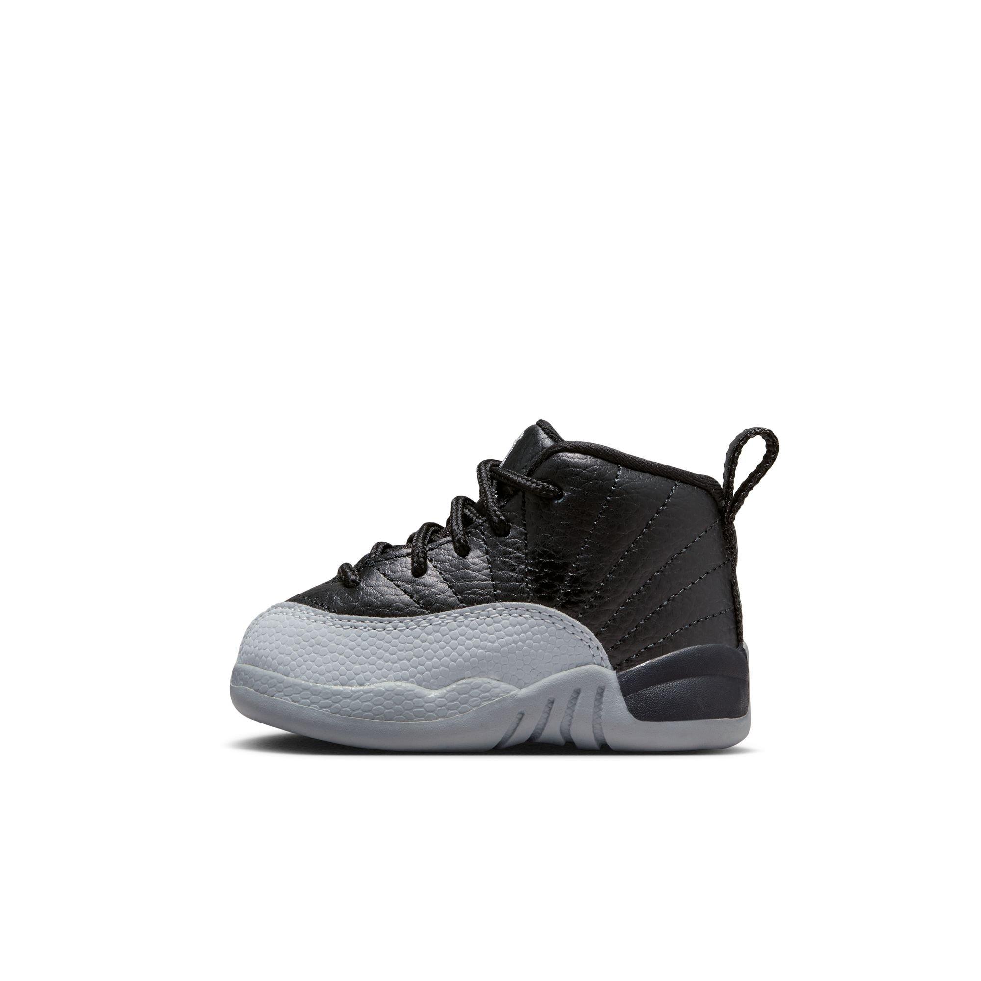 Jordan 12 Retro "Black and Wolf Grey" Toddler Kids' Shoe - BLACK/WOLF GREY/WHITE Thumbnail View 5