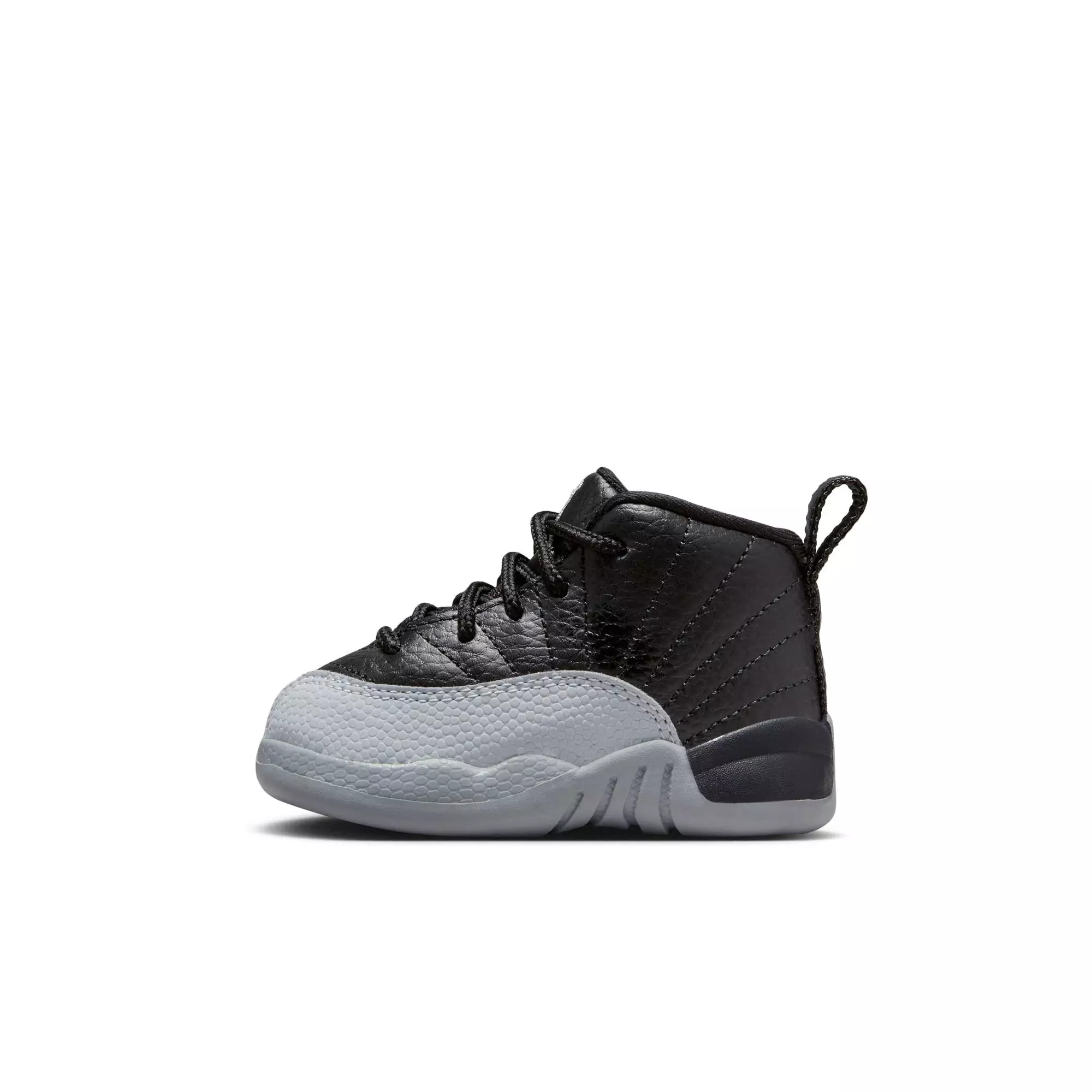 Jordan 12 Retro "Black and Wolf Grey" Toddler Kids' Shoe - BLACK/WOLF GREY/WHITE
