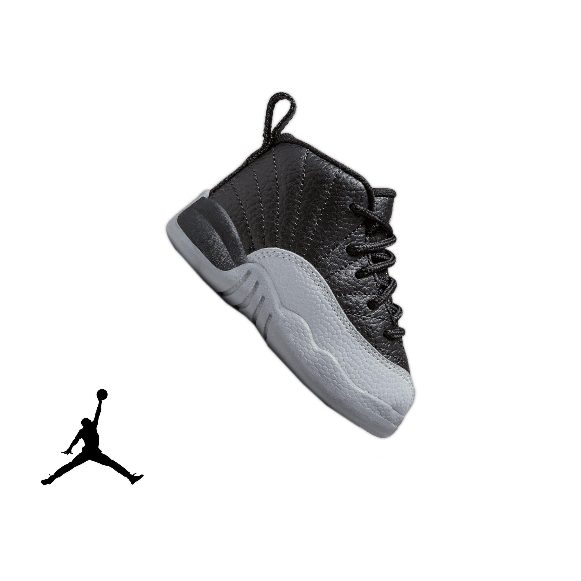 Jordan 12 Retro "Black and Wolf Grey" Toddler Kids' Shoe