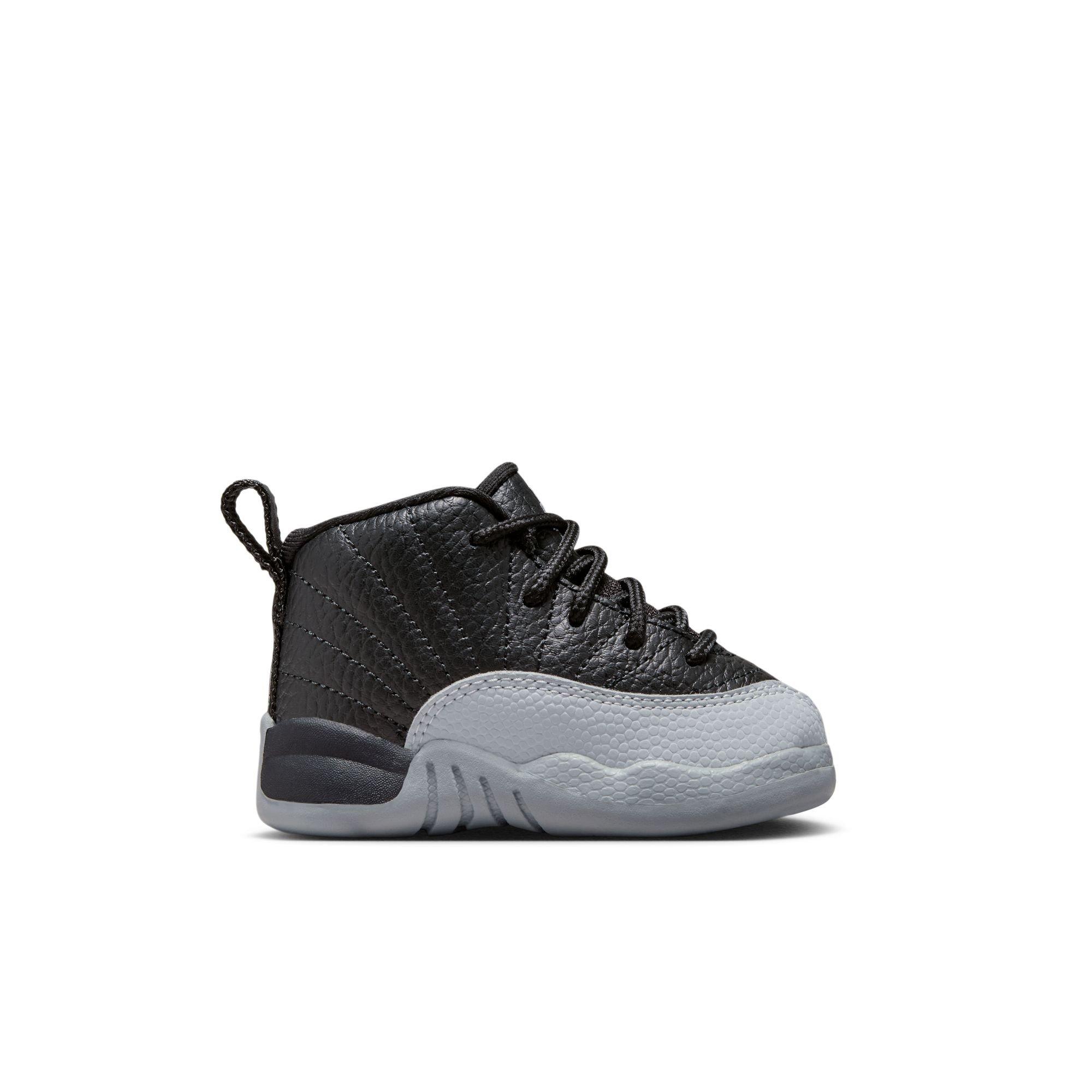 Jordan 12 Retro Black and Wolf Grey Toddler Kids Shoe Hibbett