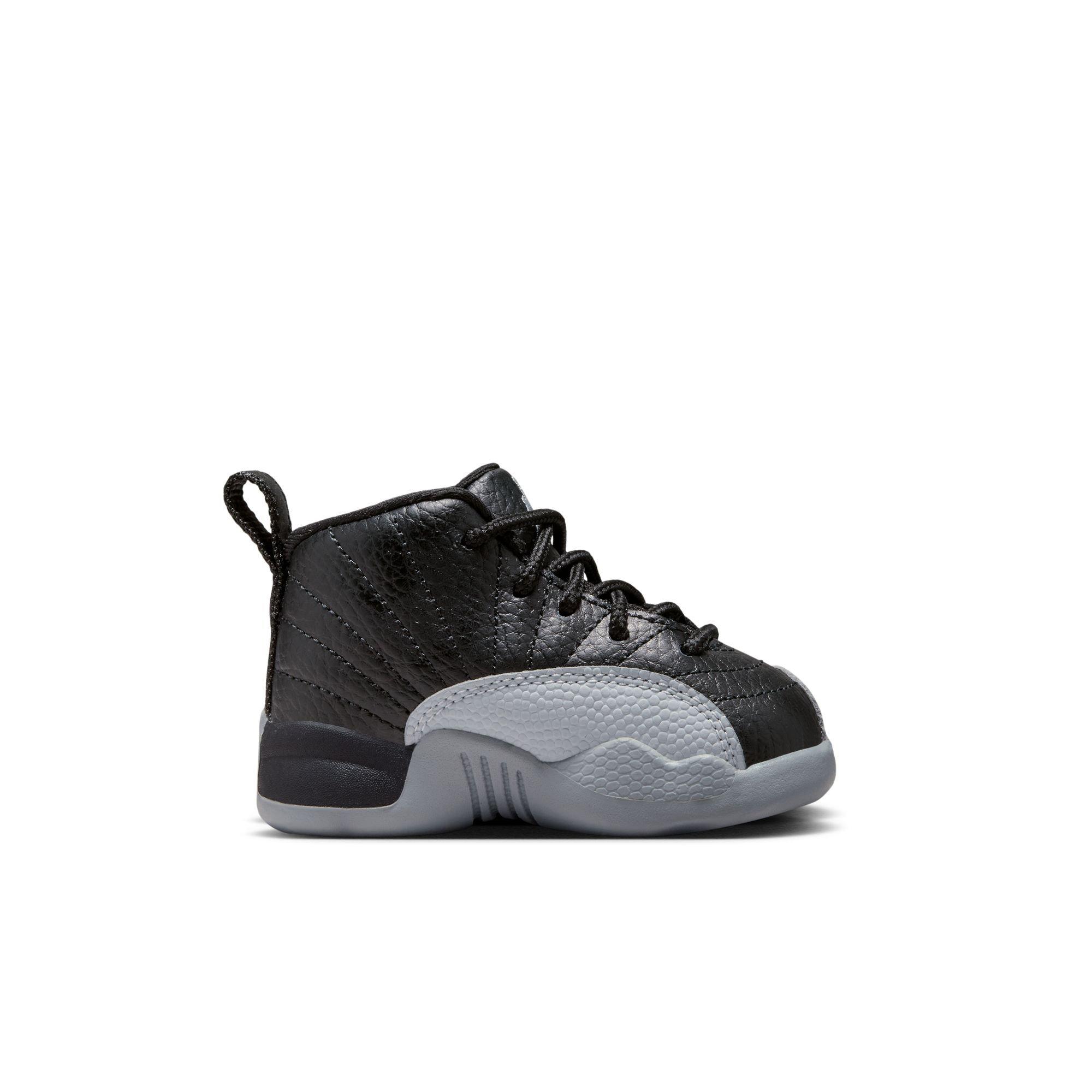 Jordan 12 Retro "Black and Wolf Grey" Toddler Kids' Shoe - BLACK/WOLF GREY/WHITE Thumbnail View 2