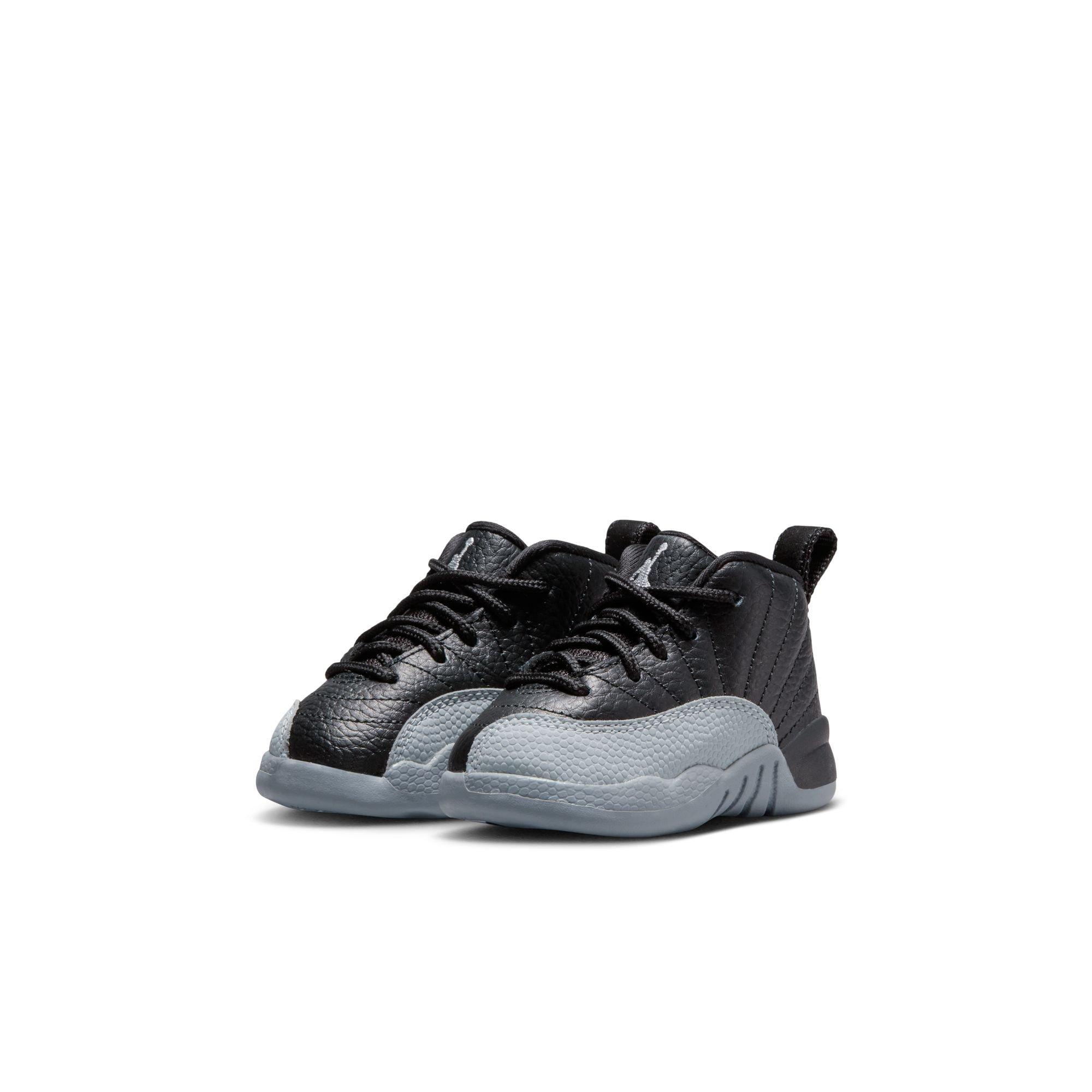 Jordan 12 Retro "Black and Wolf Grey" Toddler Kids' Shoe - BLACK/WOLF GREY/WHITE Thumbnail View 3