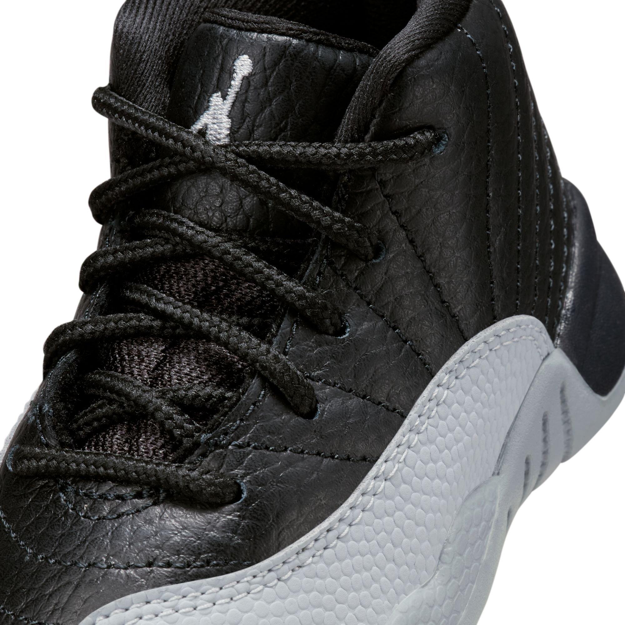Jordan 12 Retro "Black and Wolf Grey" Toddler Kids' Shoe - BLACK/WOLF GREY/WHITE Thumbnail View 4