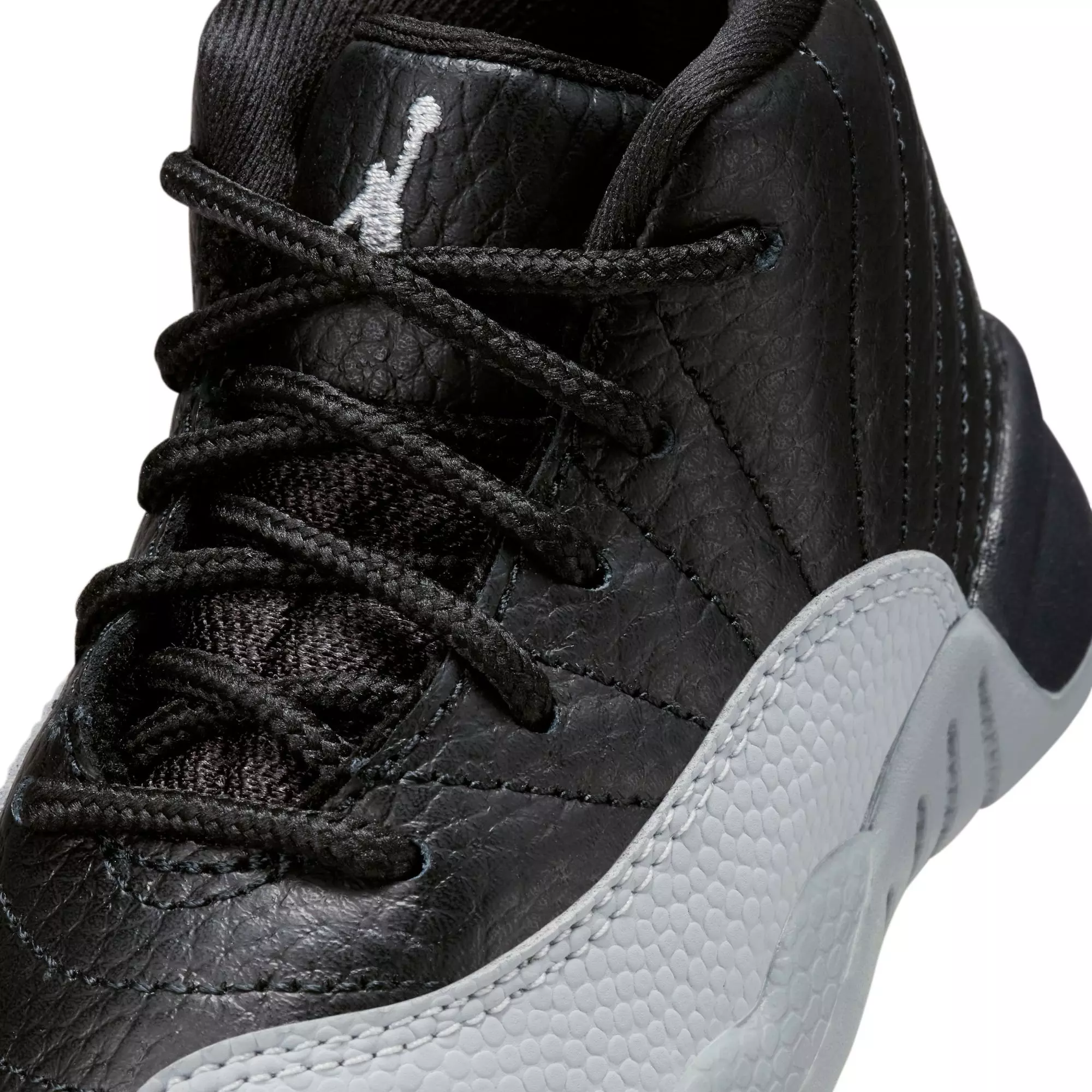 Jordan 12 Retro "Black and Wolf Grey" Toddler Kids' Shoe - BLACK/WOLF GREY/WHITE