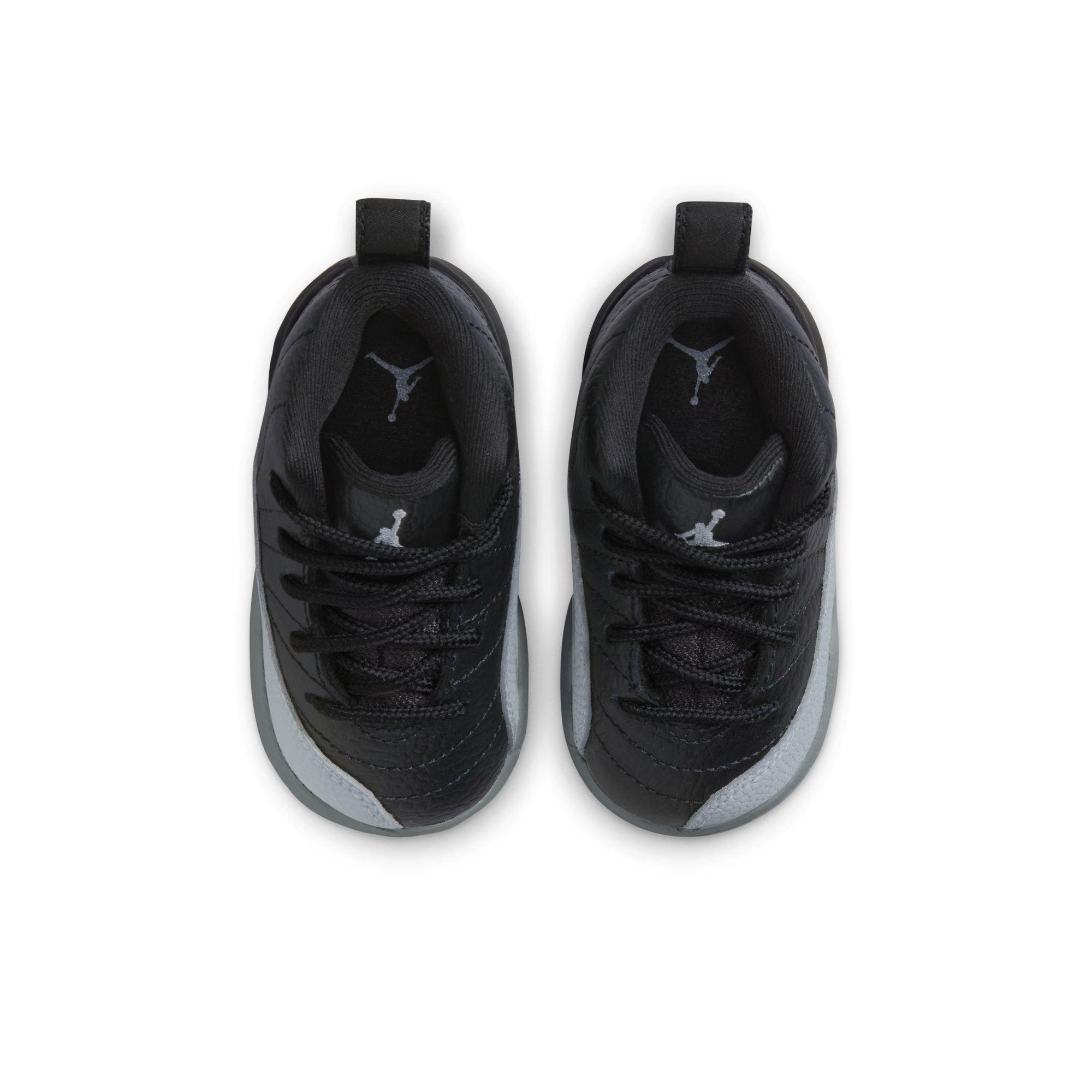 Jordan 12 Retro "Black and Wolf Grey" Toddler Kids' Shoe - BLACK/WOLF GREY/WHITE Thumbnail View 8