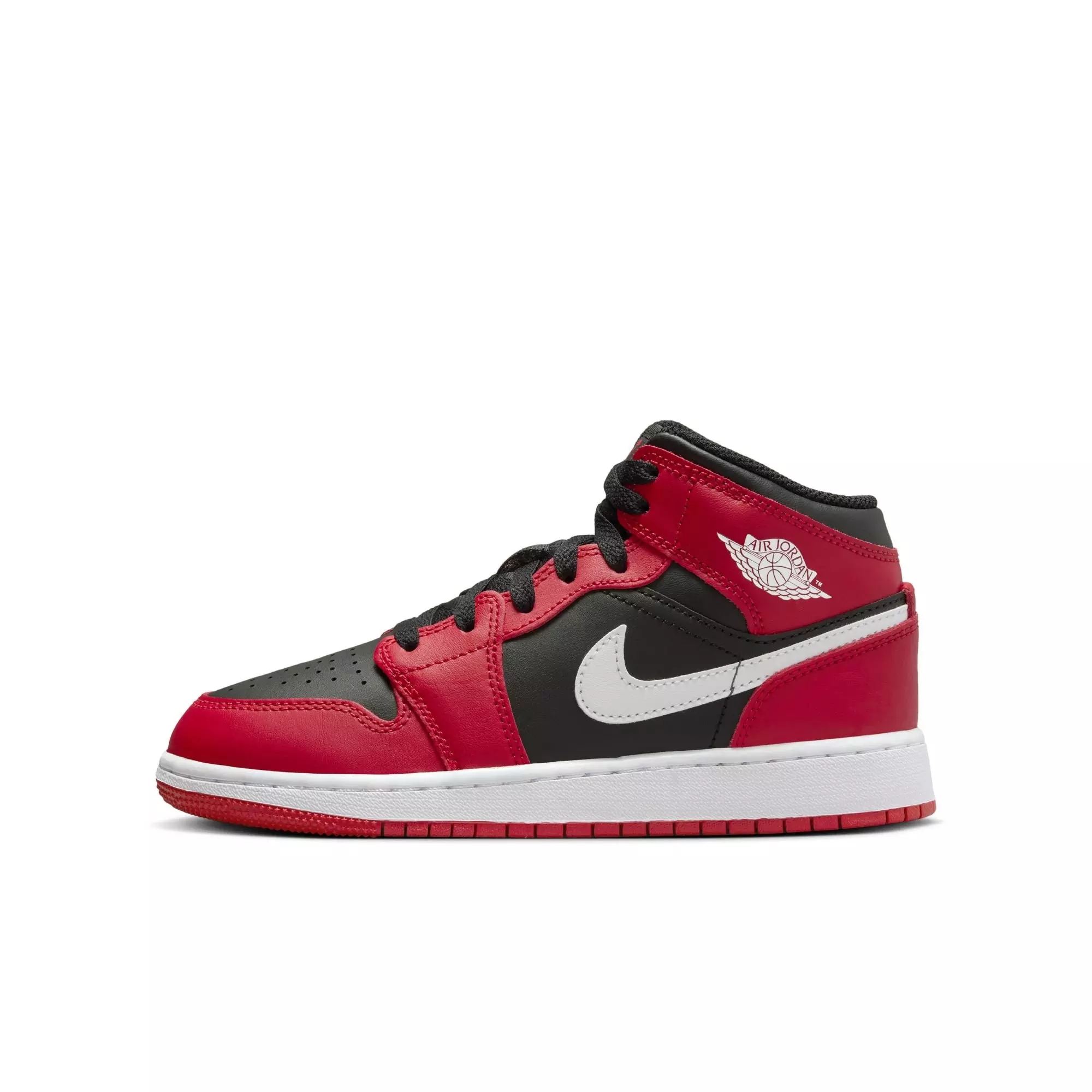 Jordan 1 Mid "Black/White/Gym Red" Grade School Boys' Shoe - RED/BLACK/WHITE