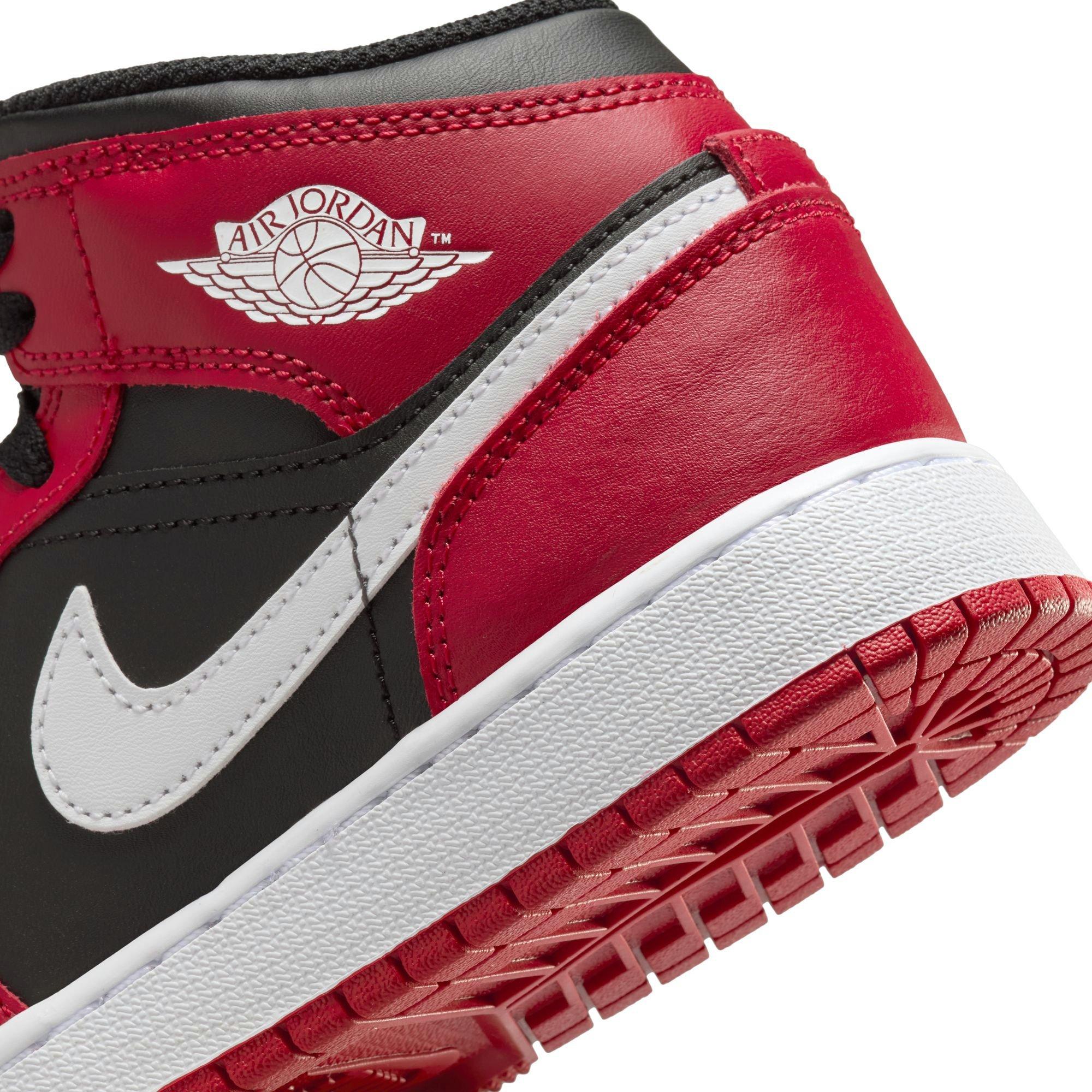 Jordan 1 Mid Grade School Boys' "Black/White/Gym Red" Shoe