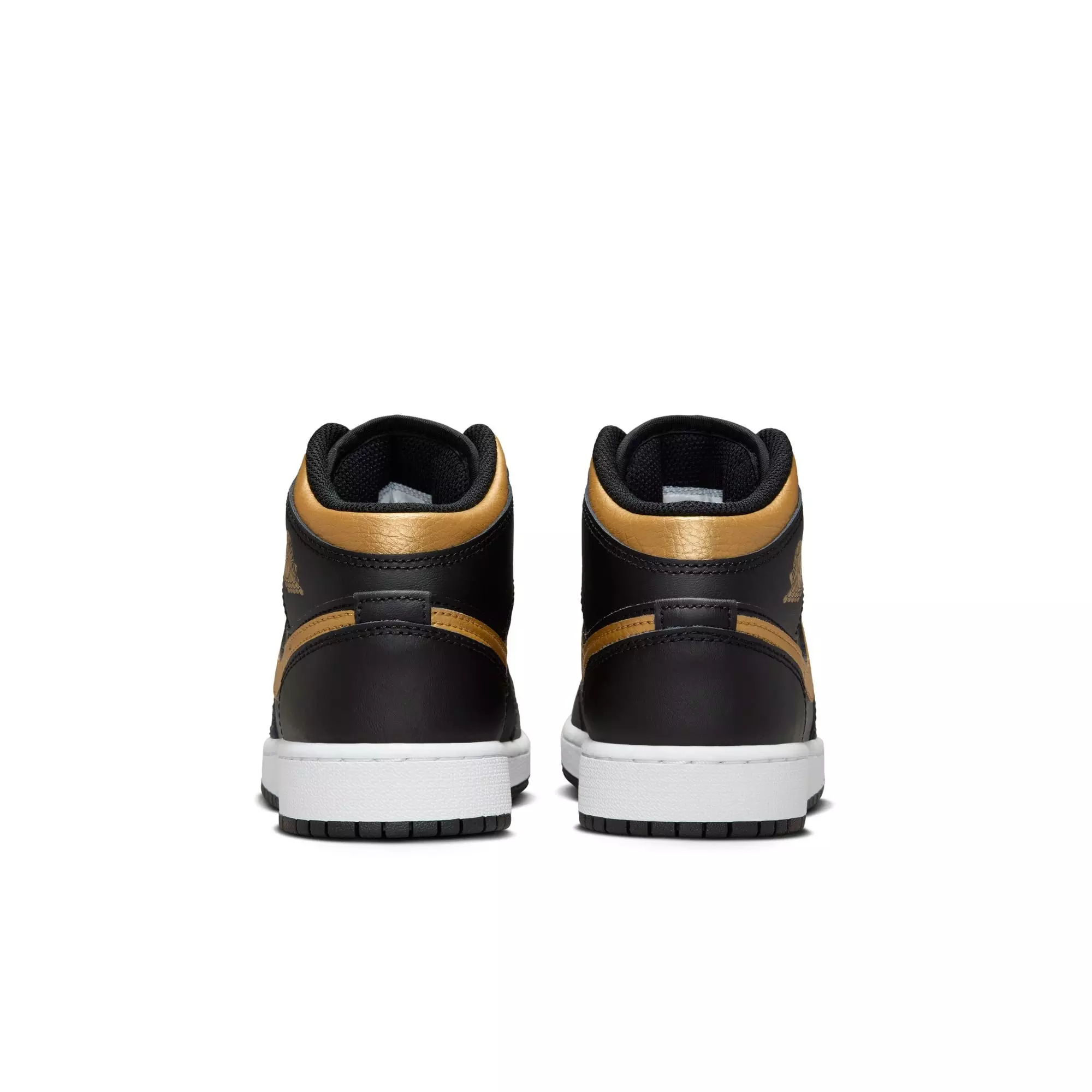 Jordan 1 Mid "Black/Metallic Gold/White" Grade School Boys' Shoe - BLACK/GOLD