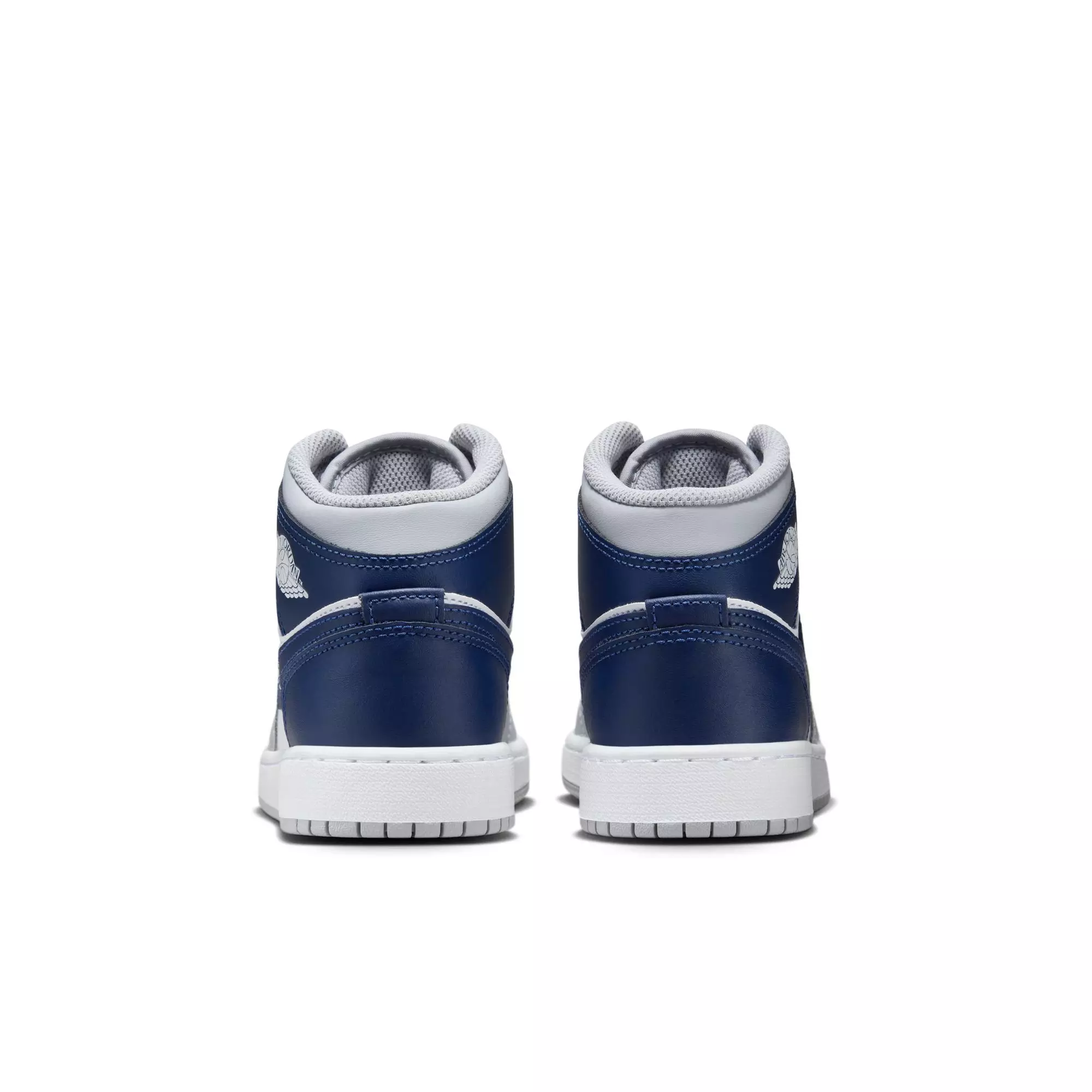 Jordan 1 Mid "White/Midnight Navy/Wolf Grey" Grade School Boys' Shoe - NAVY/GREY/WHITE