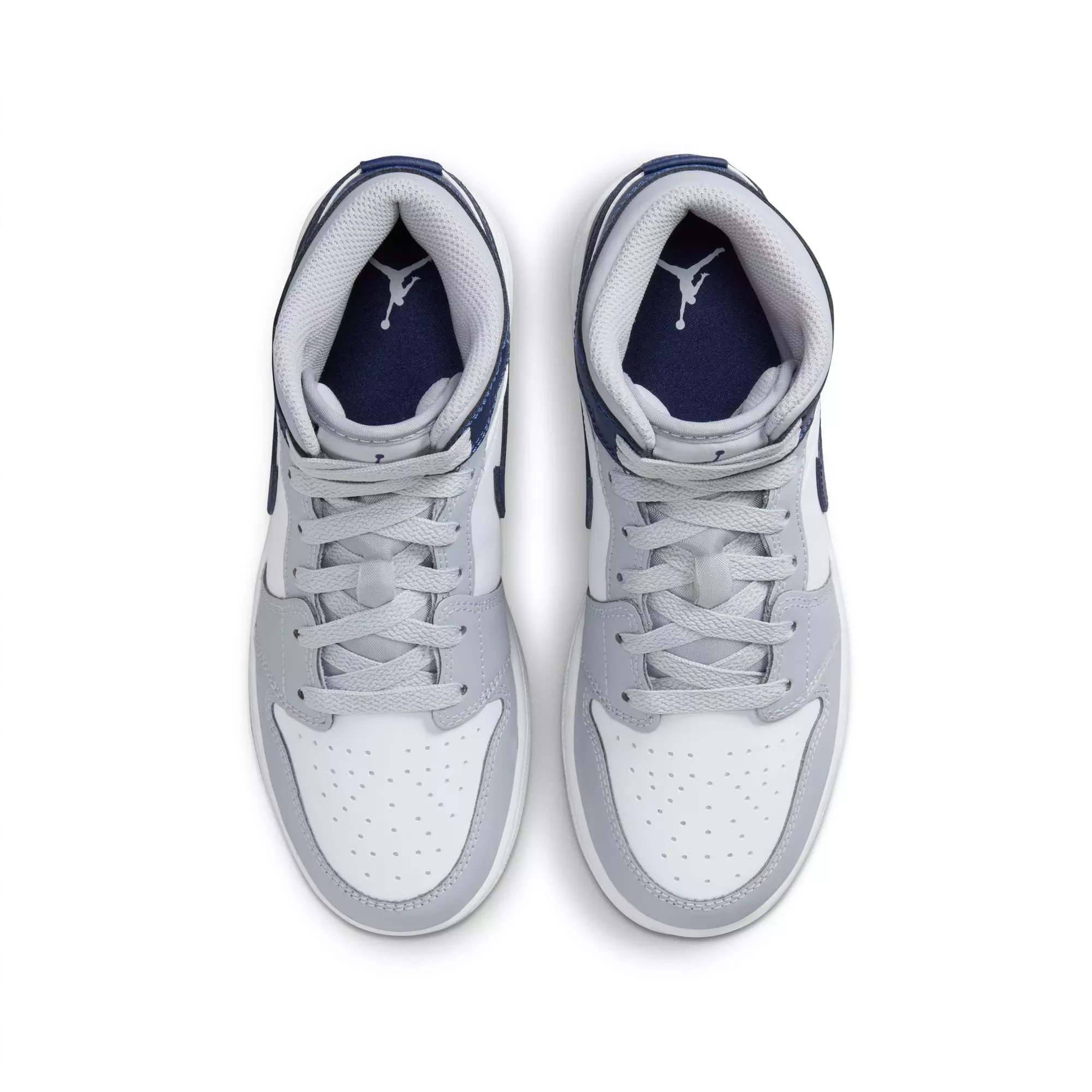 Jordan 1 Mid "White/Midnight Navy/Wolf Grey" Grade School Boys' Shoe - NAVY/GREY/WHITE