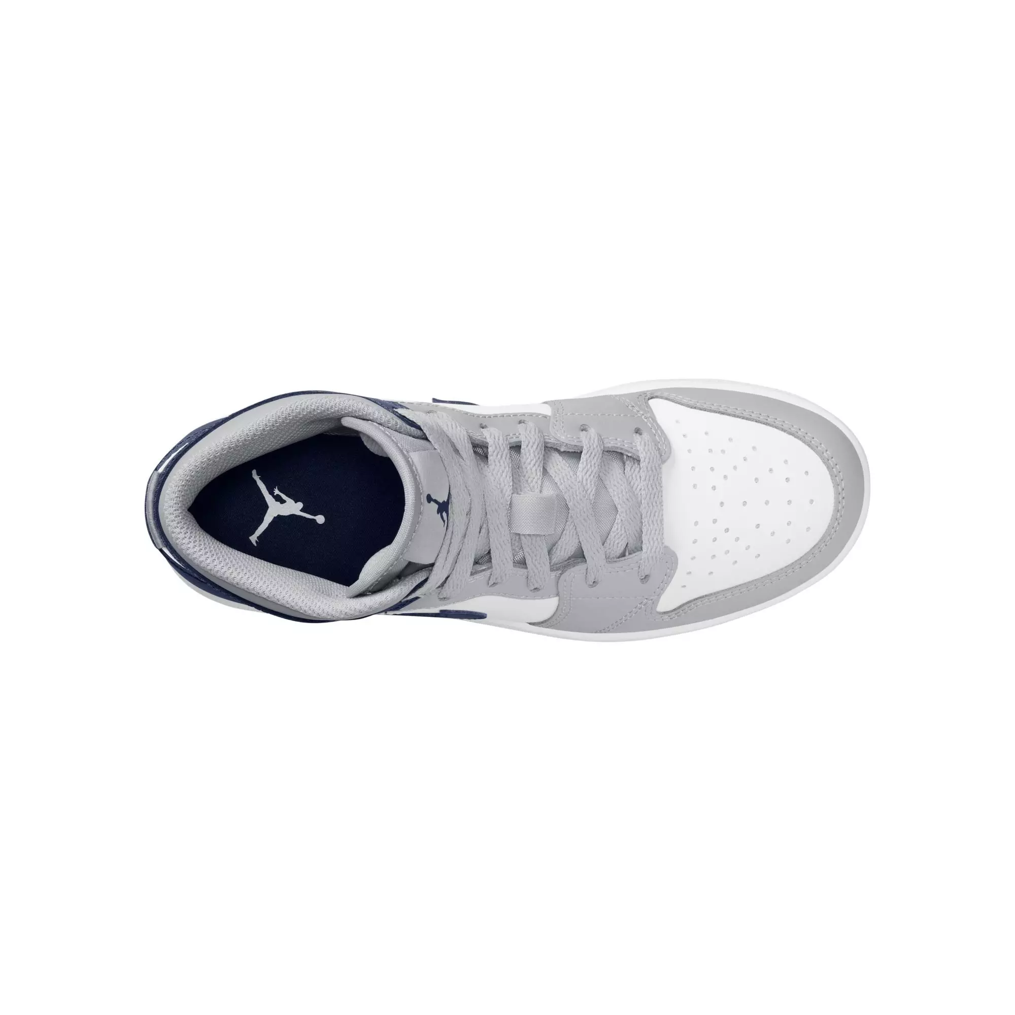Jordan 1 Mid "White/Midnight Navy/Wolf Grey" Grade School Boys' Shoe - NAVY/GREY/WHITE