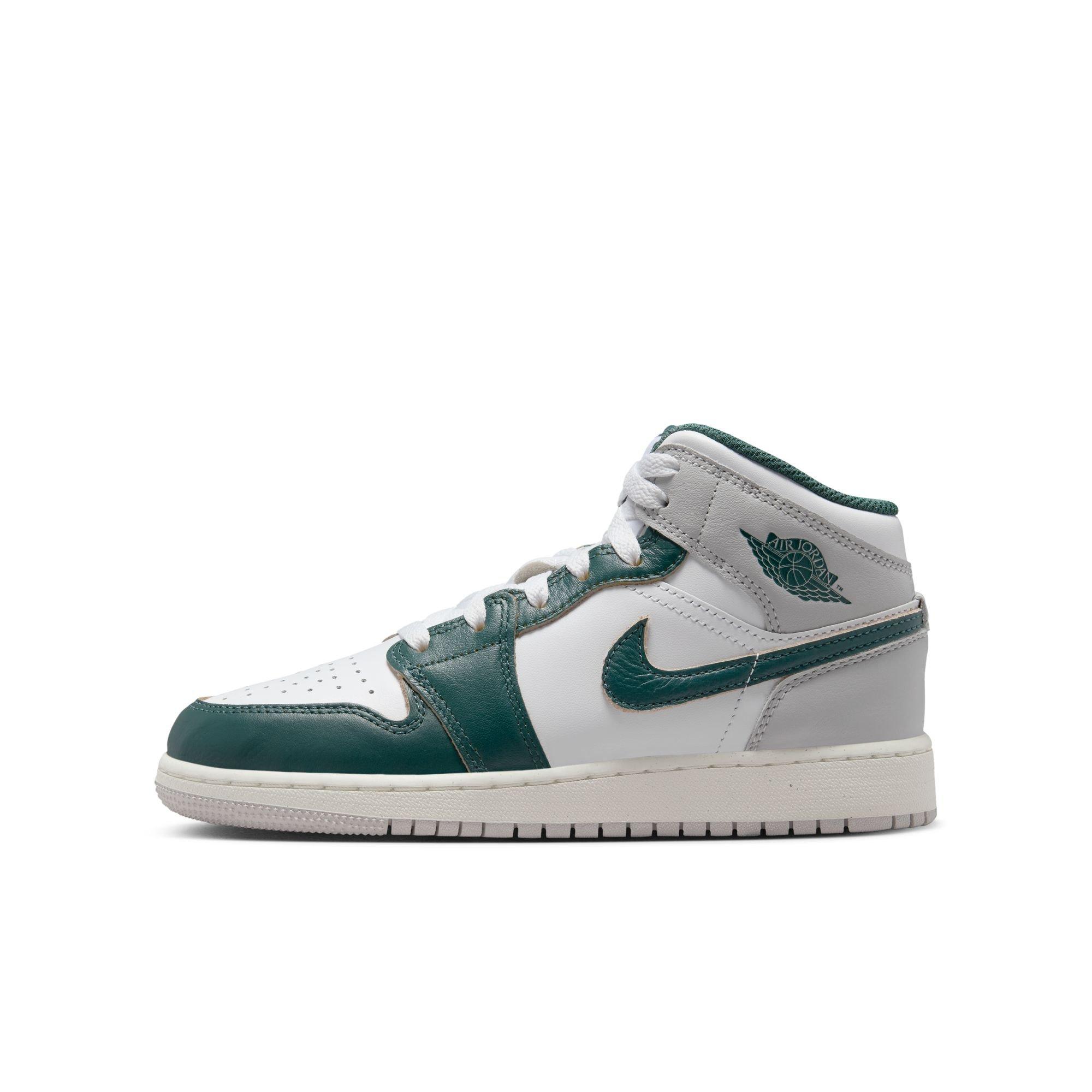 Jordan 1 Mid SE Grade School Boys' "White/Oxidized Green/Sail/Neutral Grey" Shoe