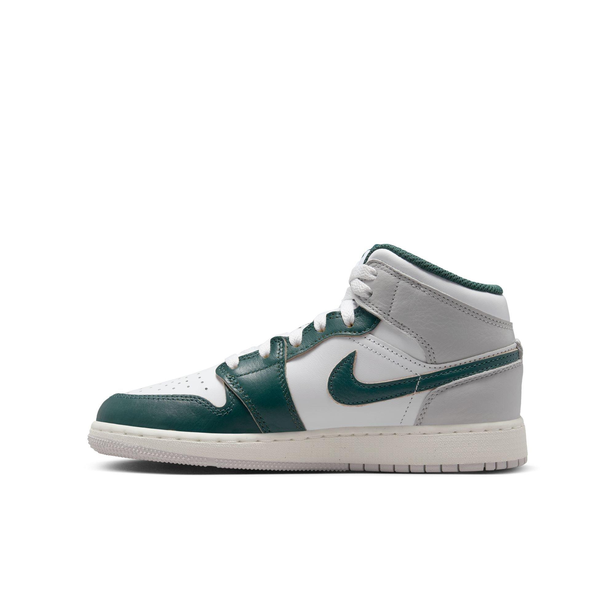 Jordan 1 Mid SE Grade School Boys' "White/Oxidized Green/Sail/Neutral Grey" Shoe