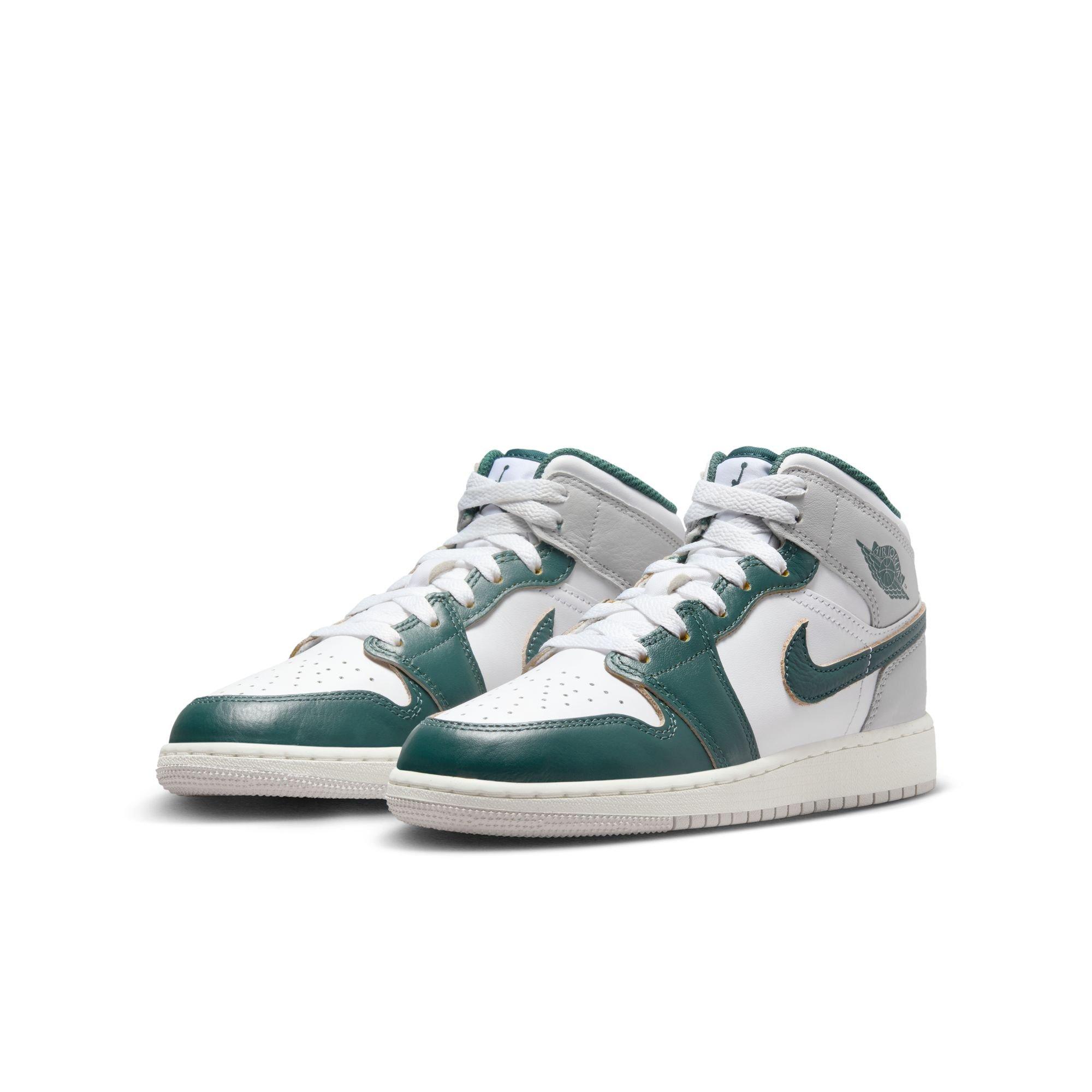 Jordan 1 Mid SE Grade School Boys' "White/Oxidized Green/Sail/Neutral Grey" Shoe