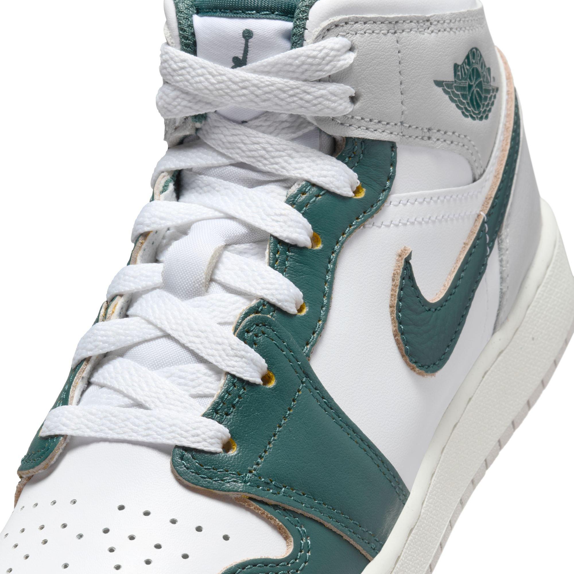 Jordan 1 Mid SE Grade School Boys' "White/Oxidized Green/Sail/Neutral Grey" Shoe