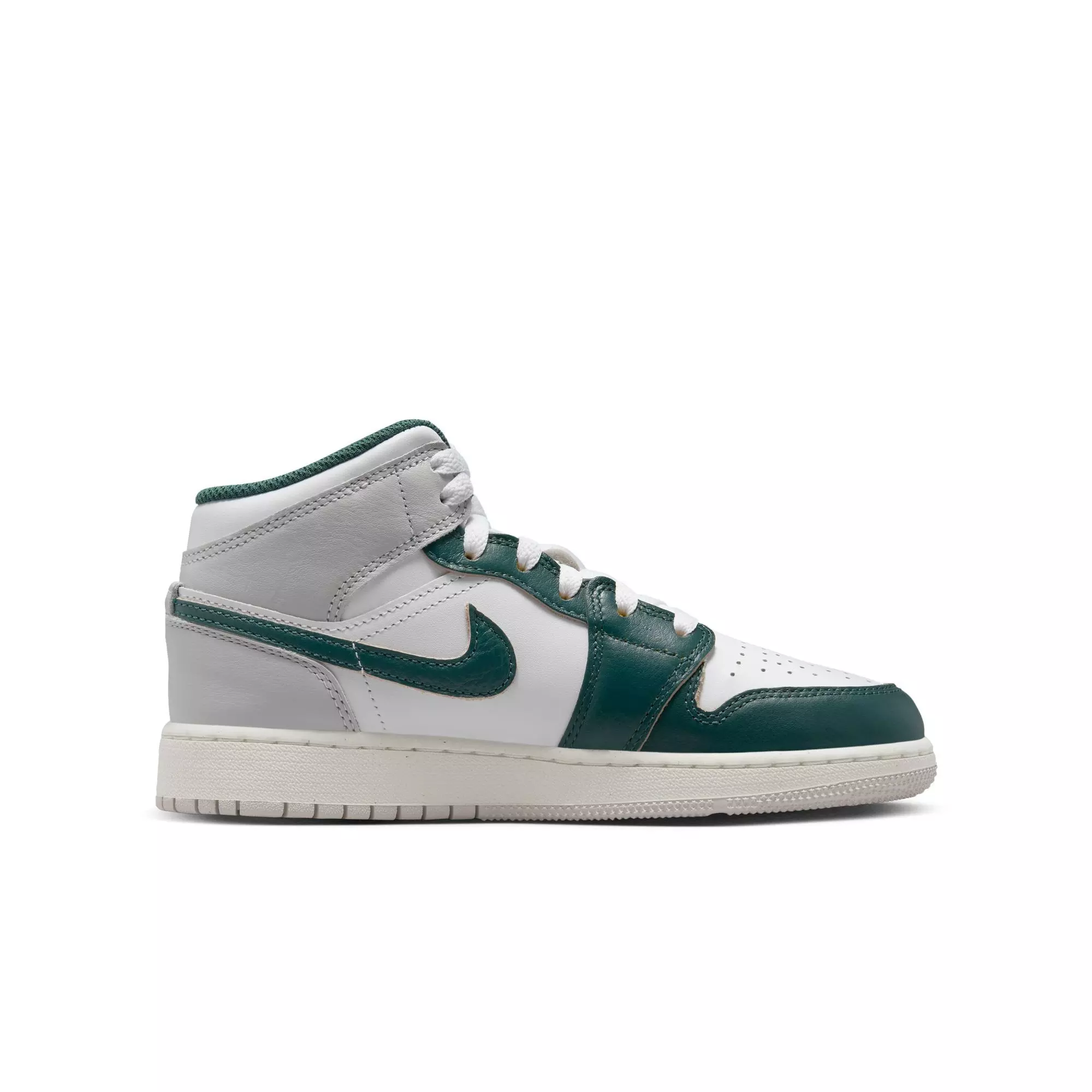 Jordan 1 Mid SE "White/Oxidized Green/Sail/Neutral Grey" Grade School Boys' Shoe - GREEN/WHITE