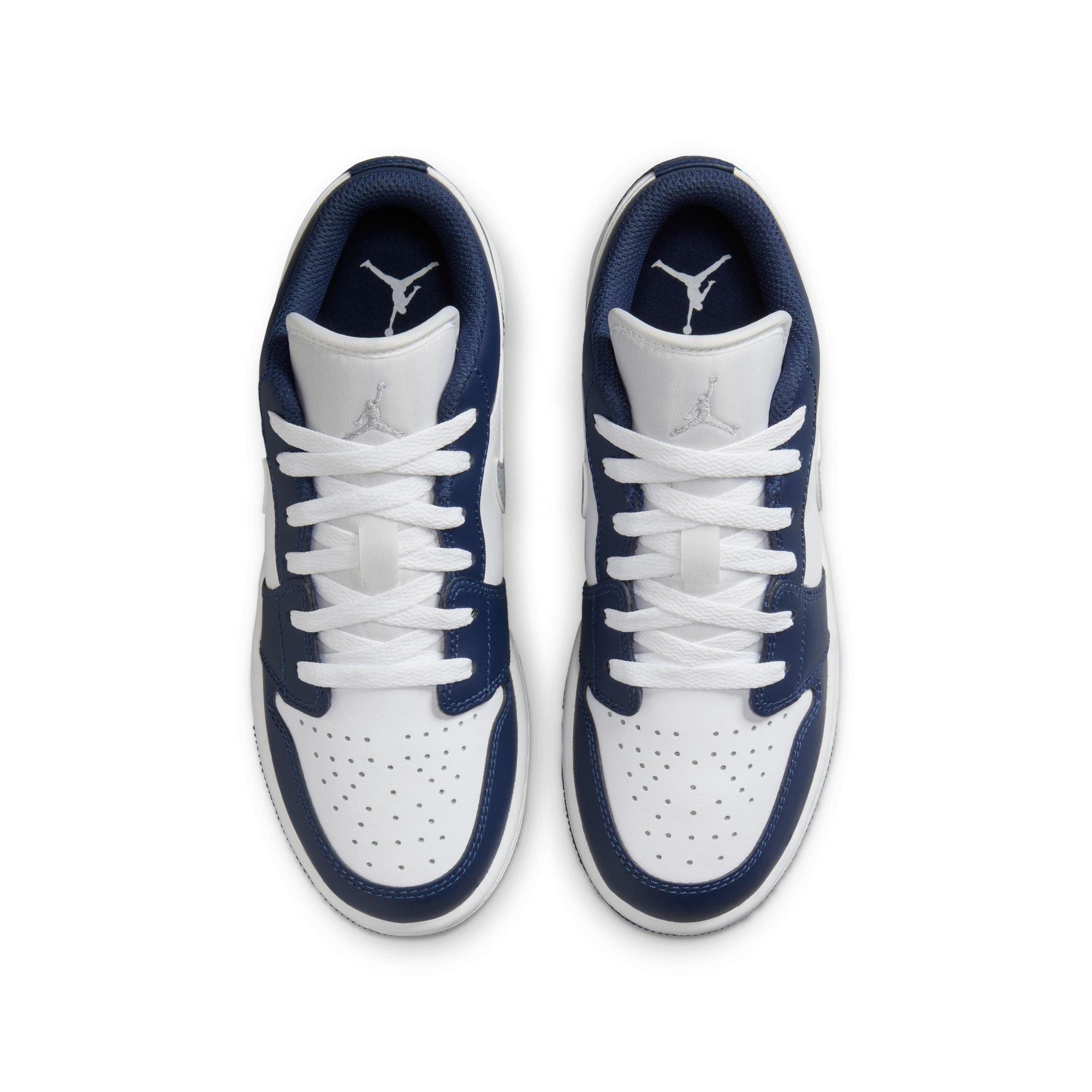 Jordan 1 Low Grade School Boys' "White/Wolf Grey/Midnight Navy" Shoe