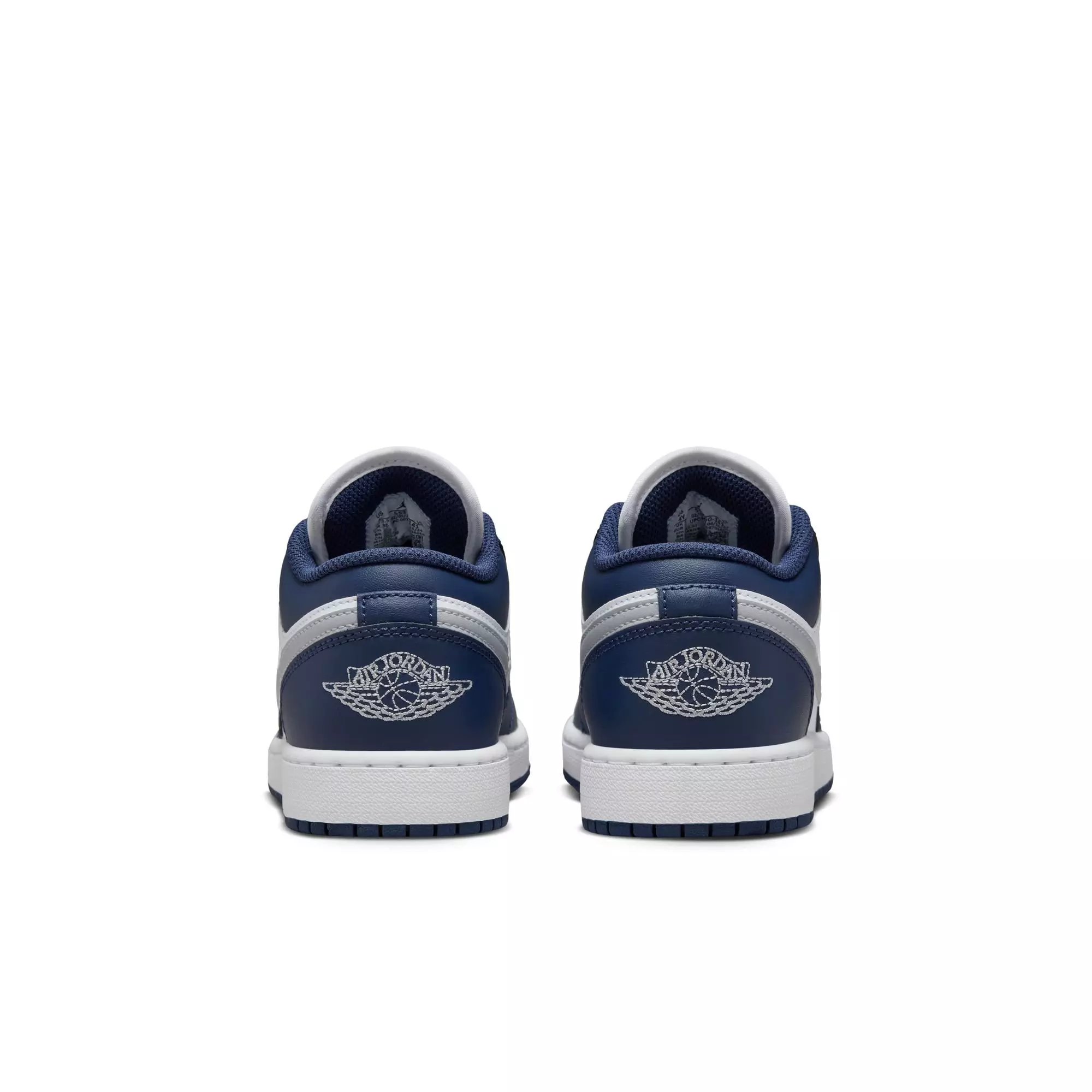 Jordan 1 Low "White/Wolf Grey/Midnight Navy" Grade School Boys' Shoe - NAVY/GREY