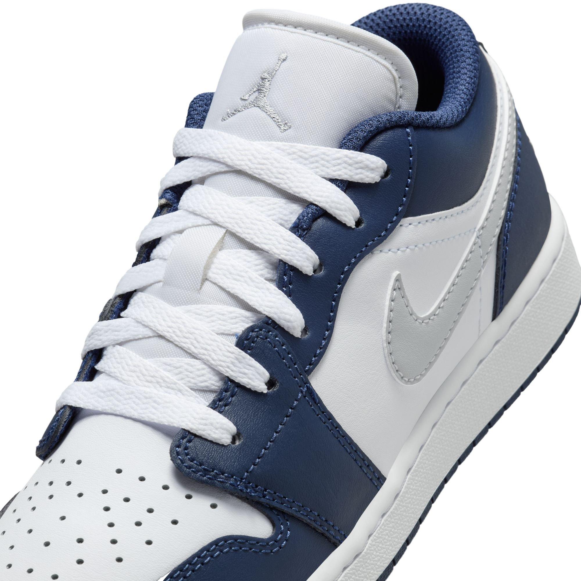 Jordan 1 Low Grade School Boys' "White/Wolf Grey/Midnight Navy" Shoe