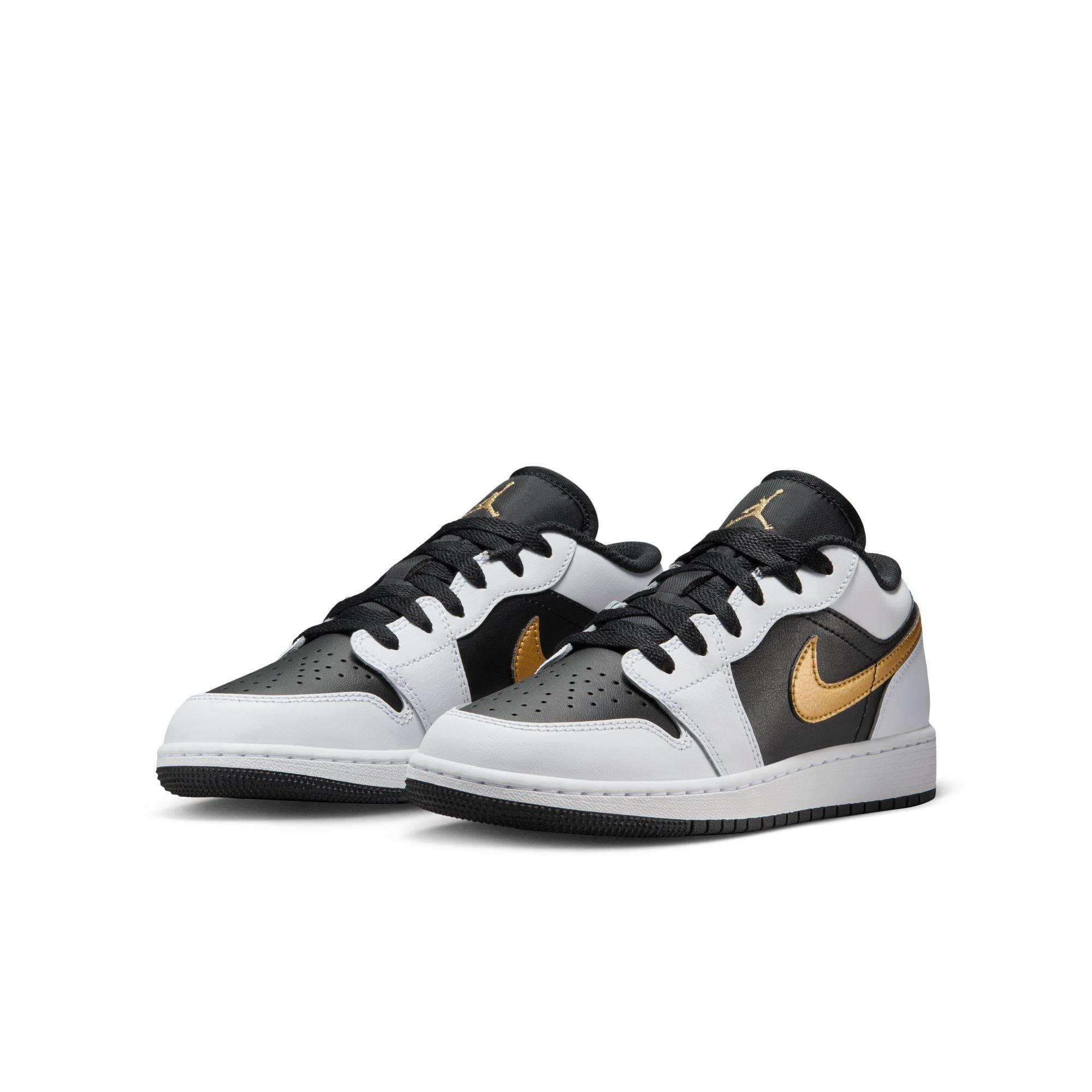 Jordan 1 Low "White/Metallic Gold/Black" Grade School Boys' Shoe