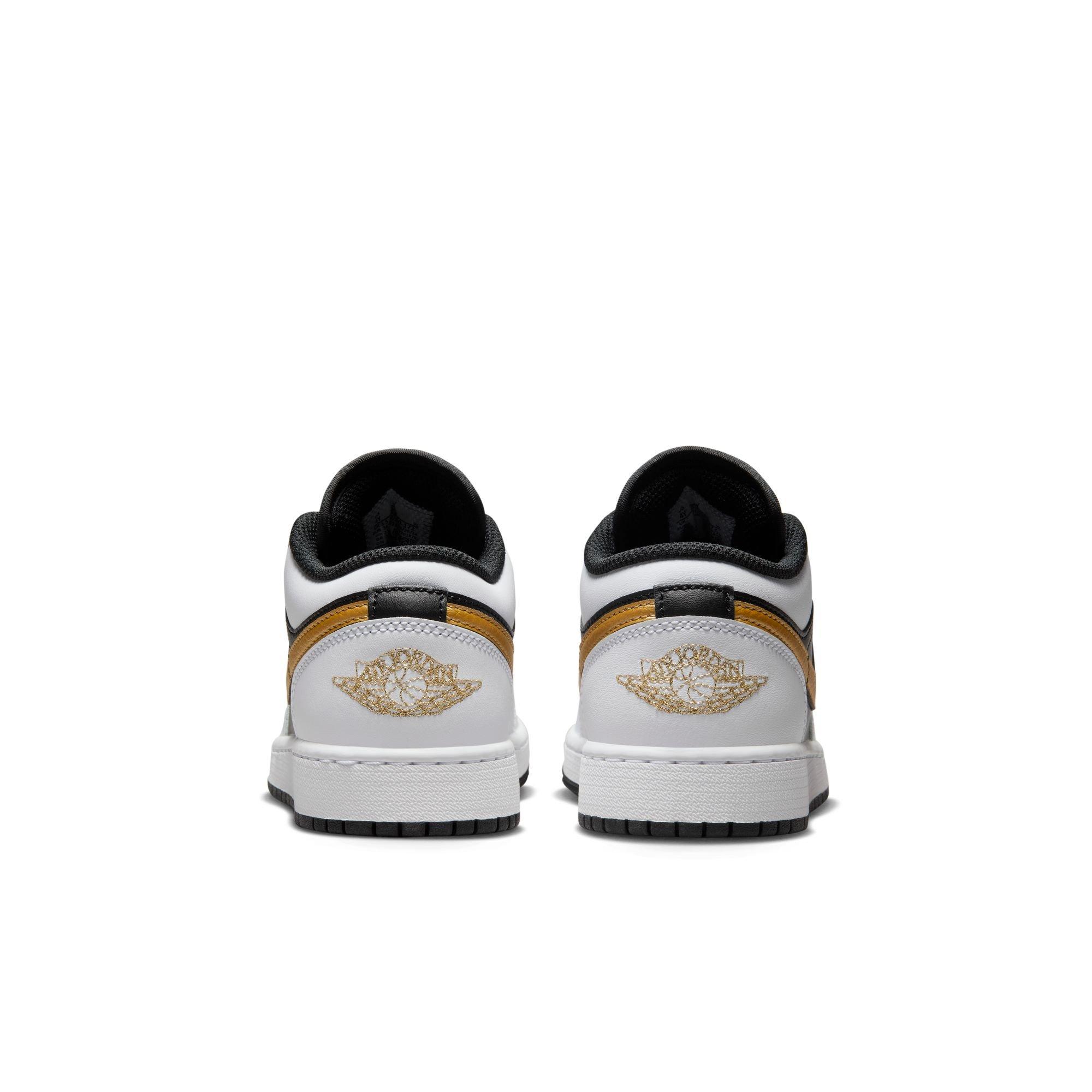 Jordan 1 Low "White/Metallic Gold/Black" Grade School Boys' Shoe