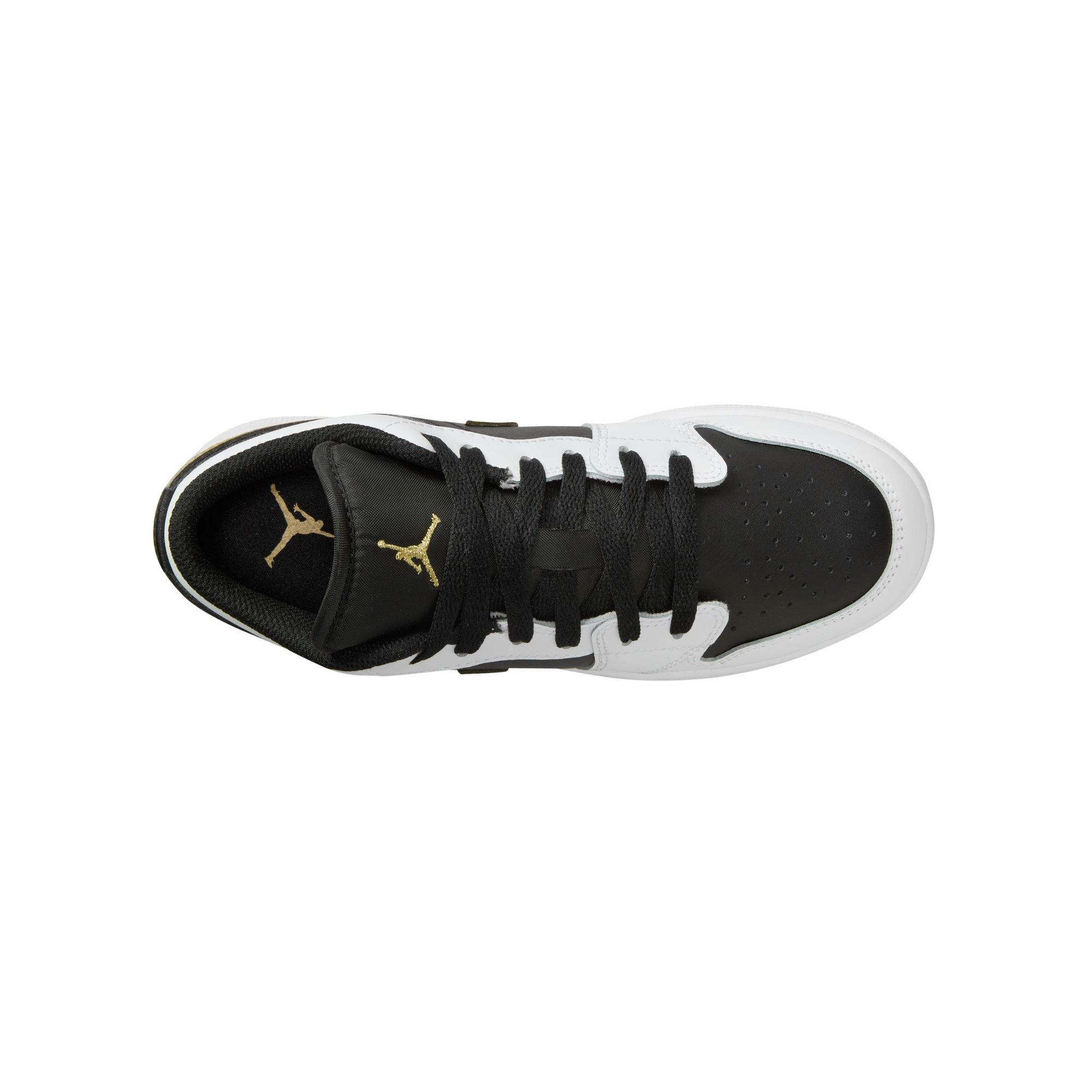 Jordan 1 Low "White/Metallic Gold/Black" Grade School Boys' Shoe