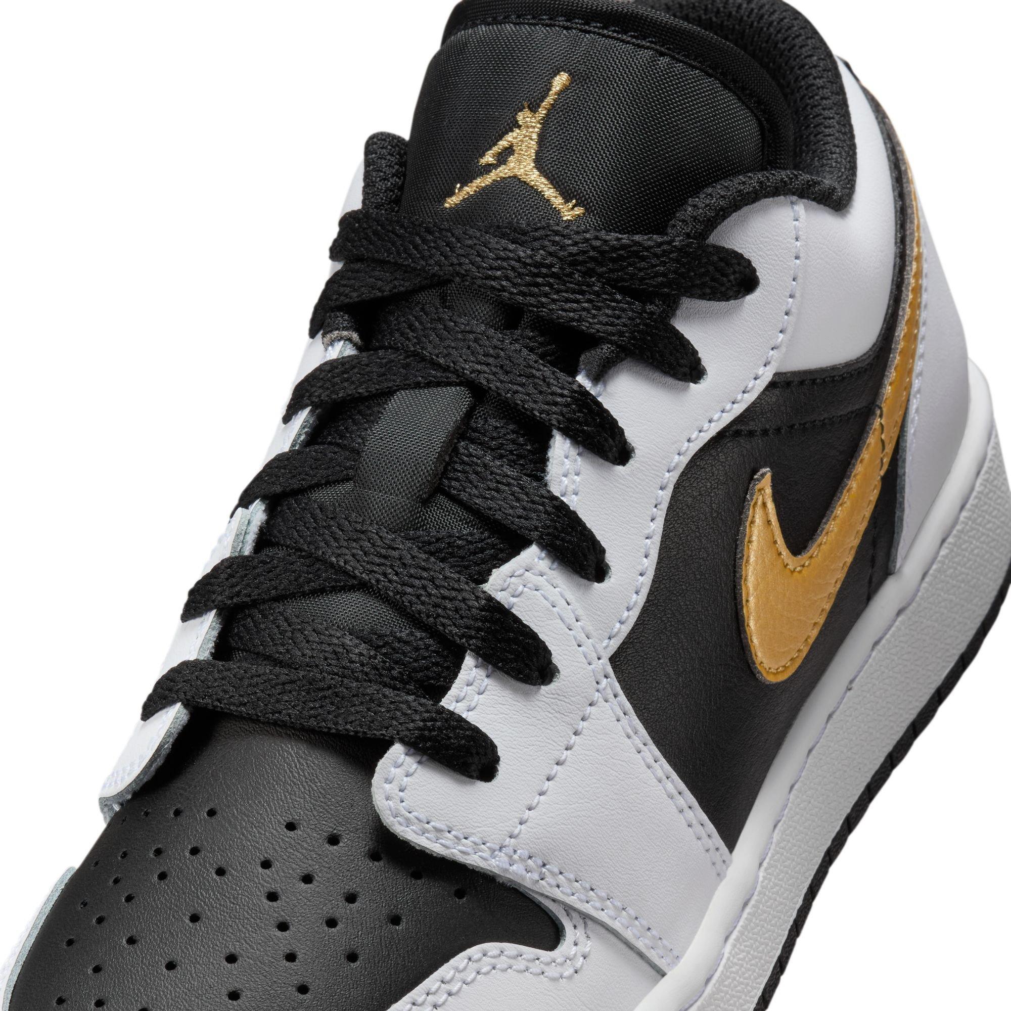 Jordan 1 Low "White/Metallic Gold/Black" Grade School Boys' Shoe