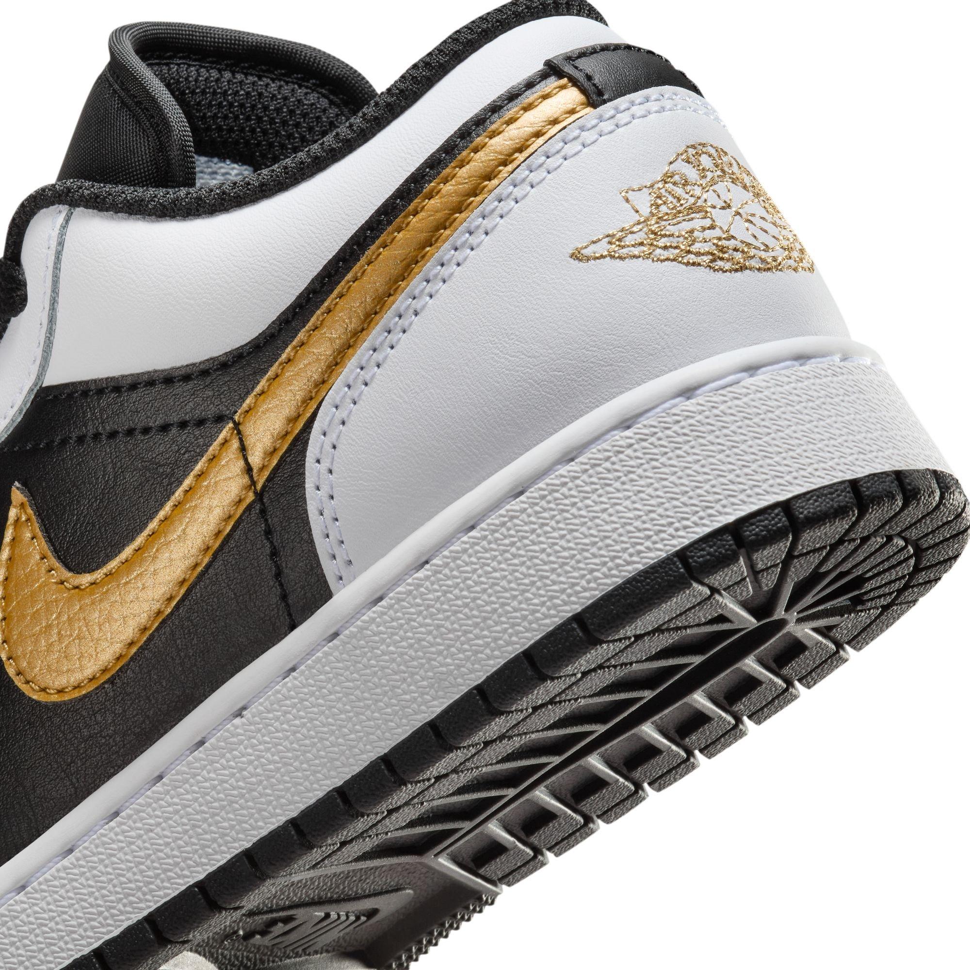 Jordan 1 Low "White/Metallic Gold/Black" Grade School Boys' Shoe