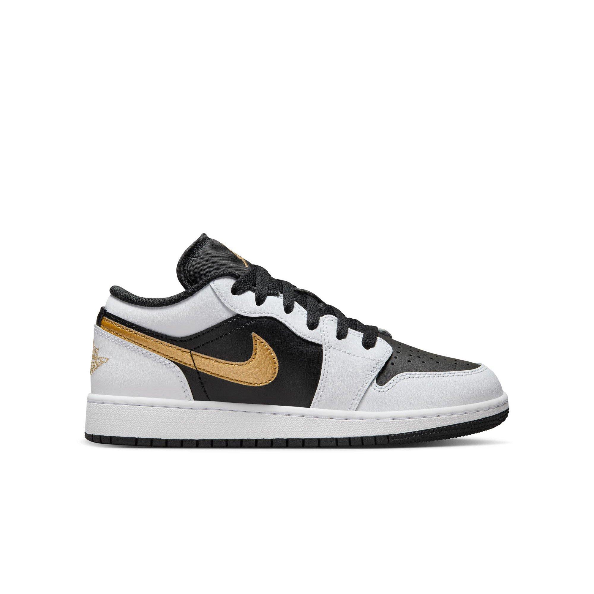 Jordan 1 Low "White/Metallic Gold/Black" Grade School Boys' Shoe